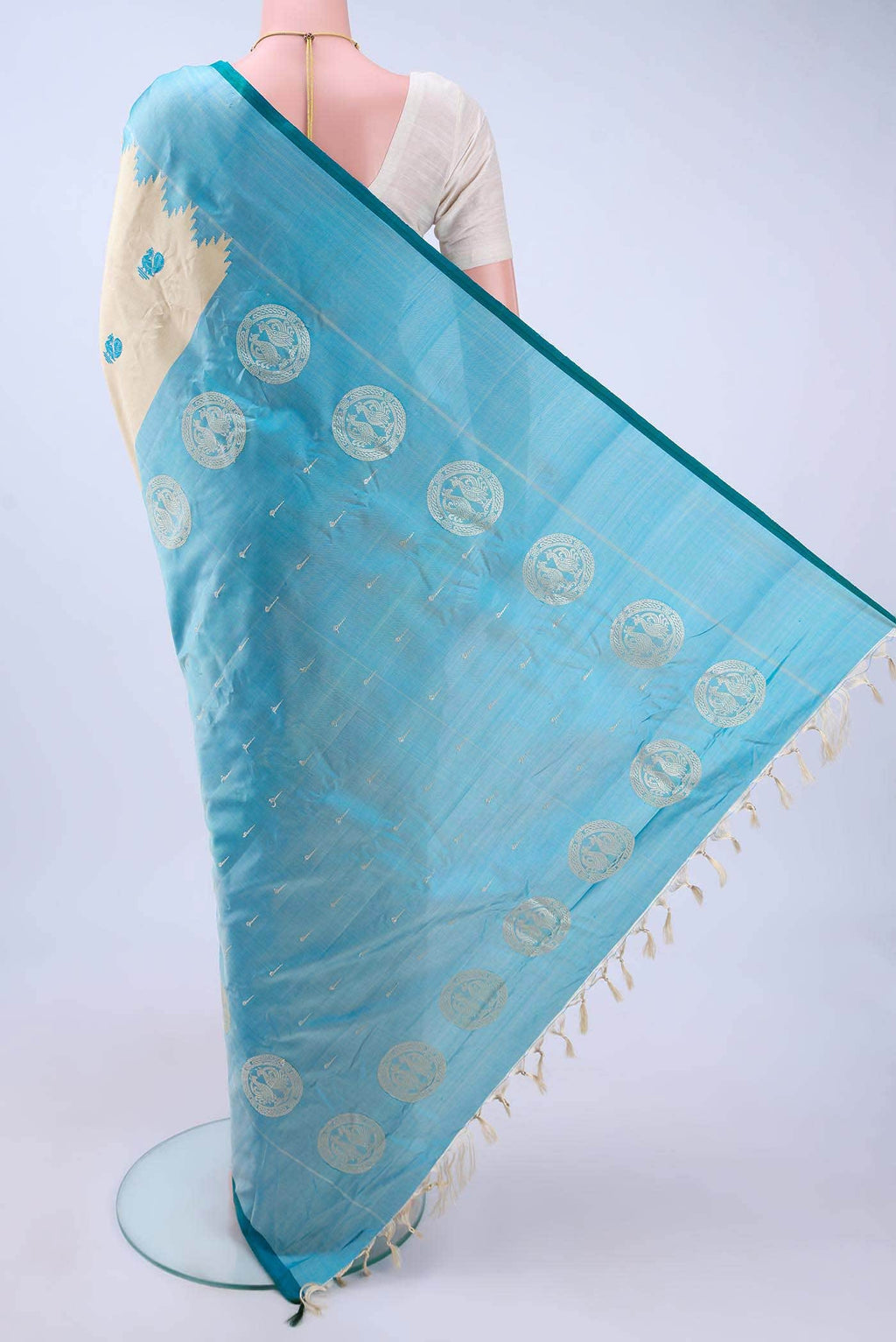 Beige Gadwal Silk Saree