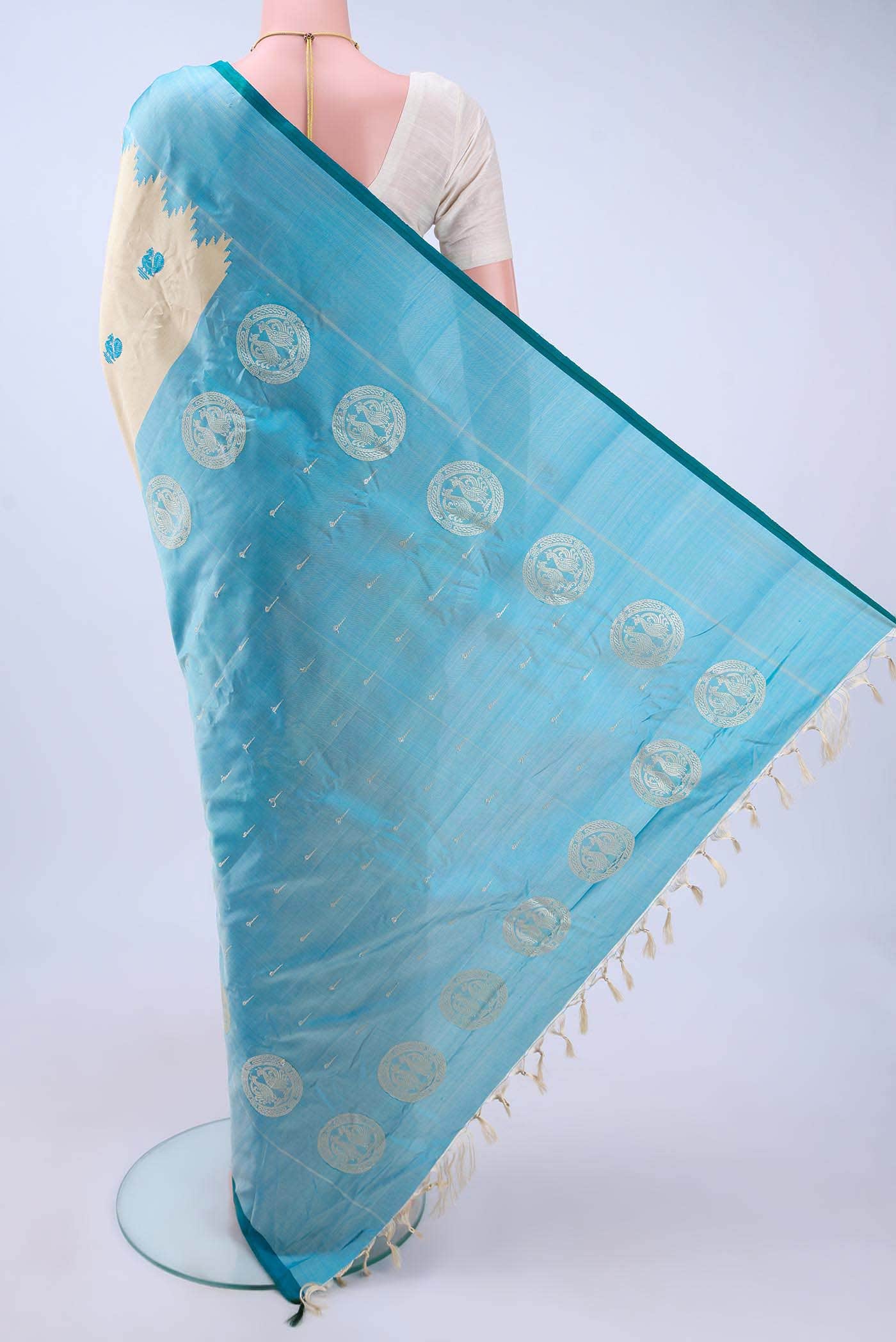 Beige Gadwal Silk Saree