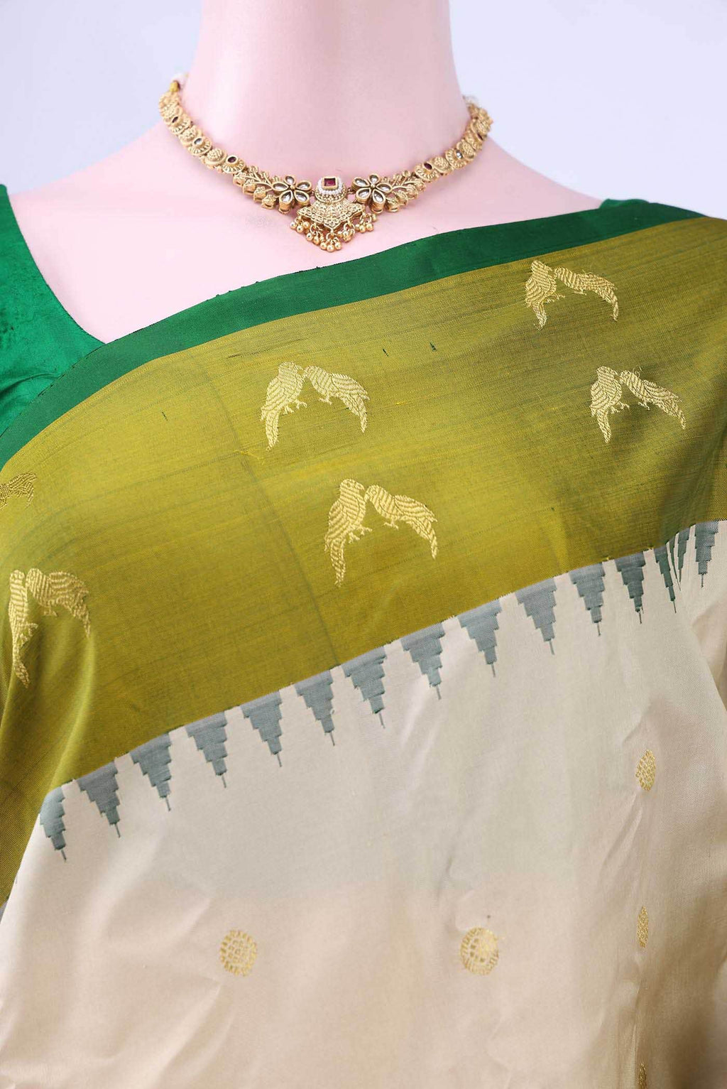 Beige Gadwal Silk Saree