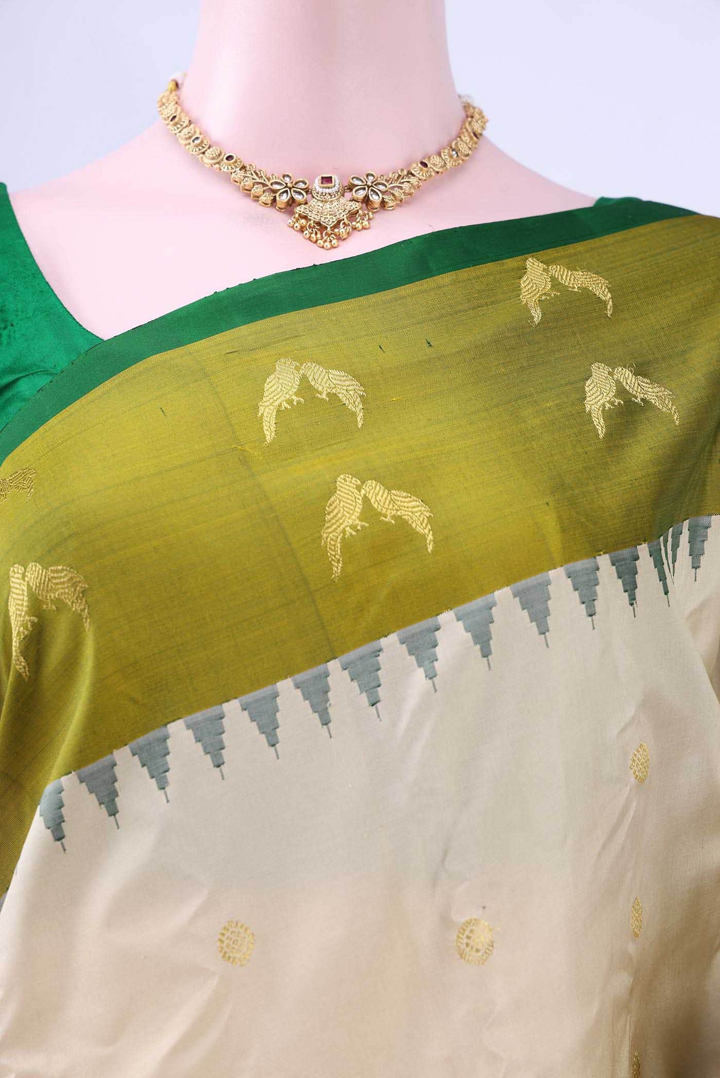 Beige Gadwal Silk Saree