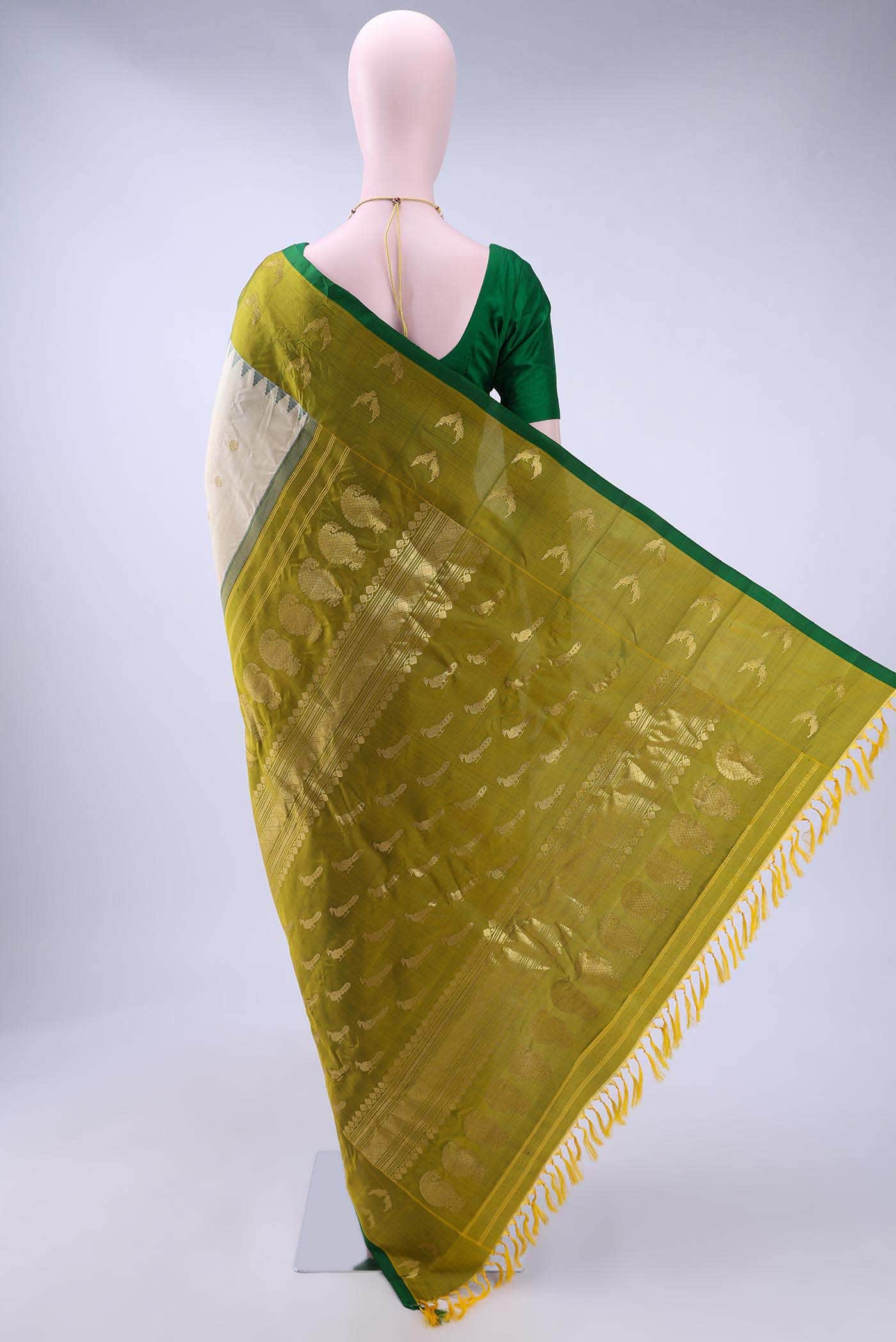 Beige Gadwal Silk Saree