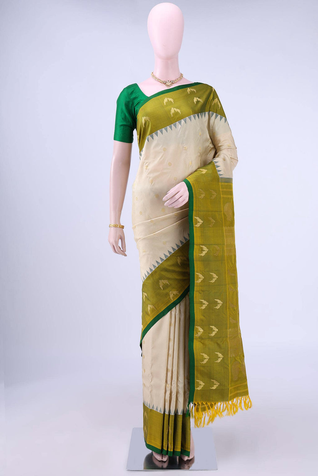 Beige Gadwal Silk Saree