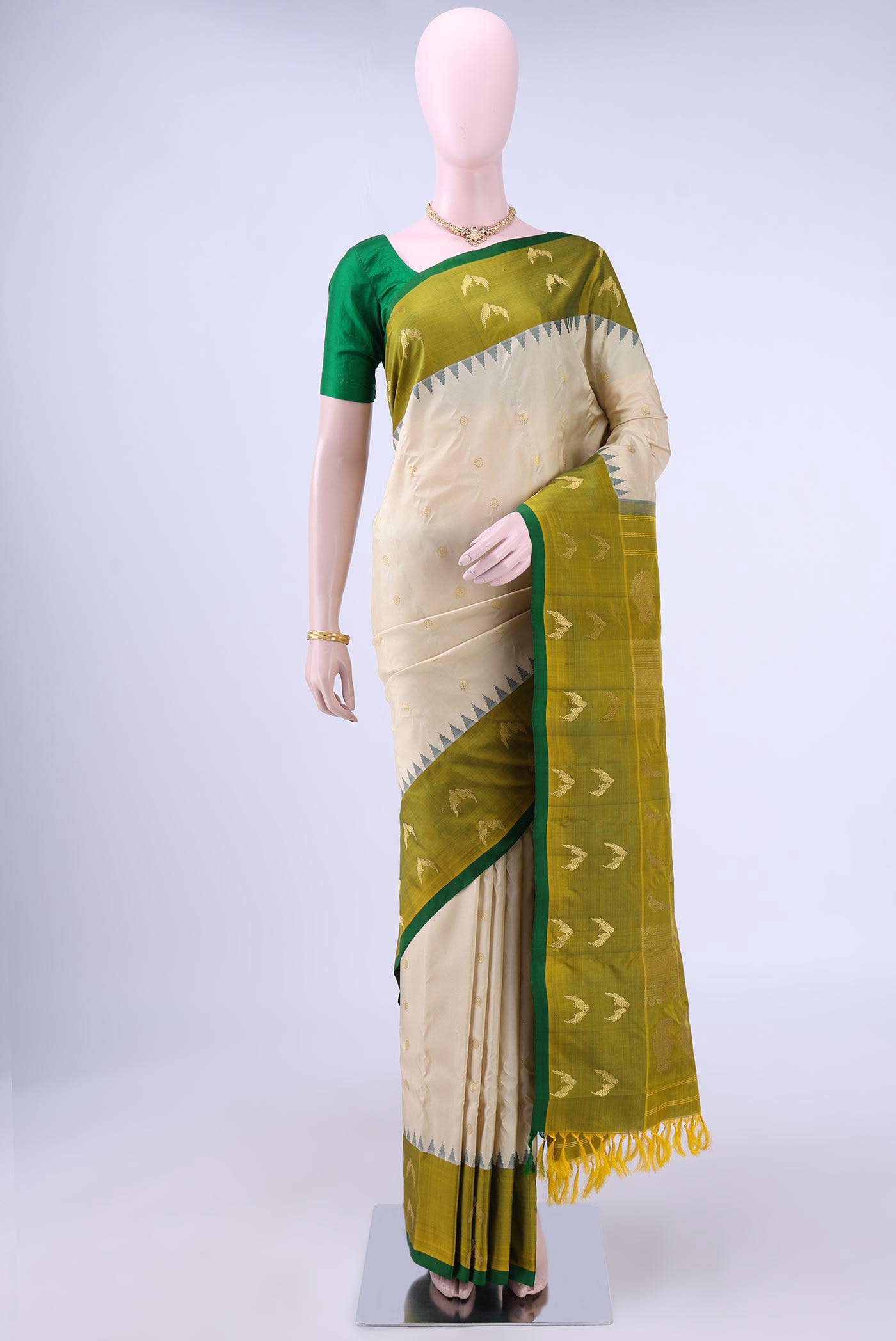 Beige Gadwal Silk Saree
