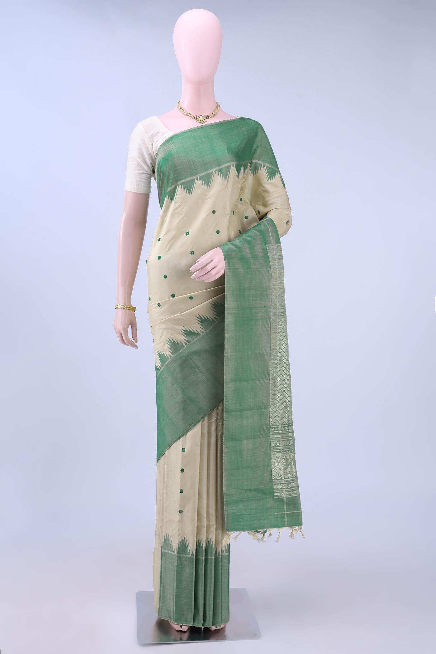 Beige Gadwal Silk Saree