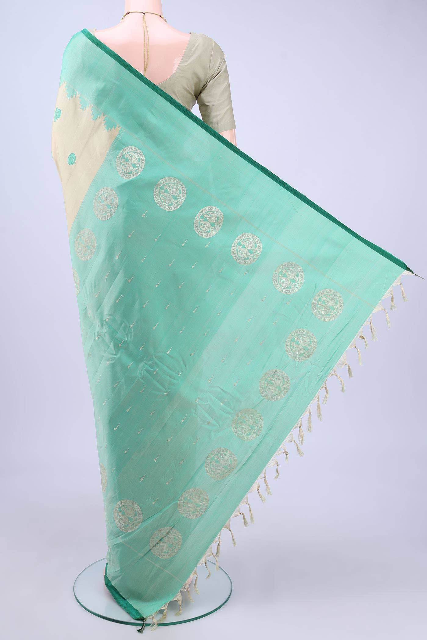 Beige Gadwal Silk Saree