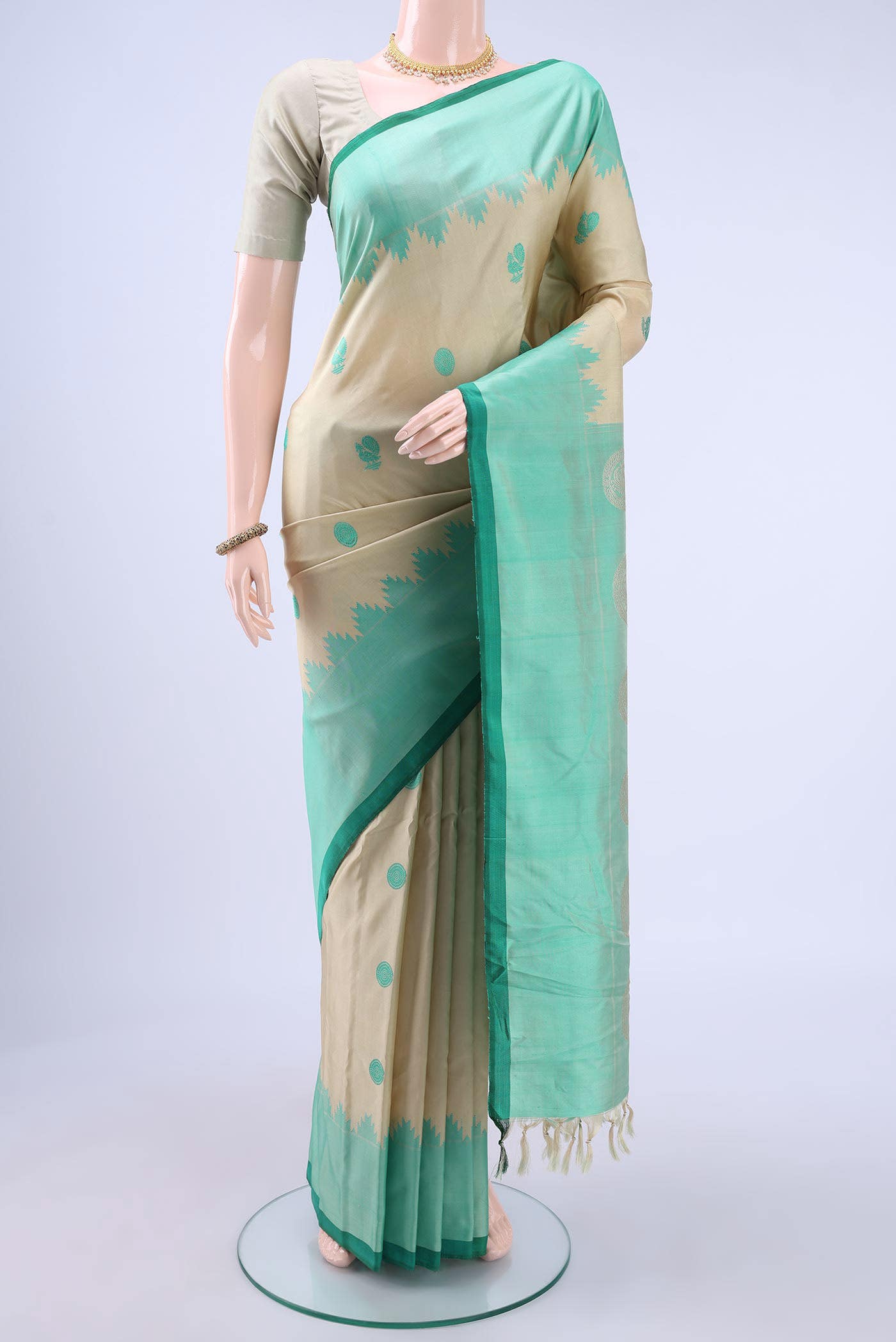 Beige Gadwal Silk Saree