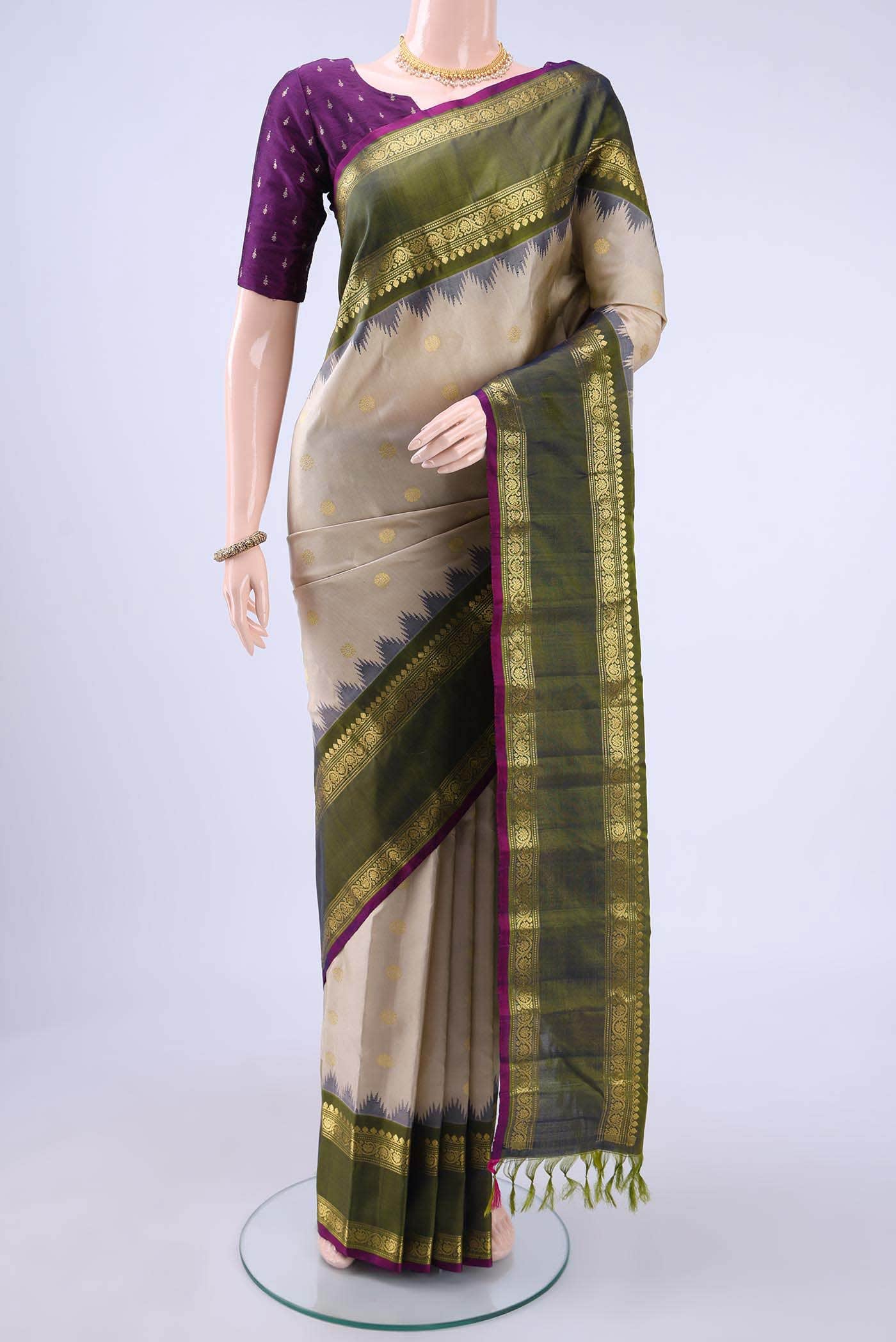 Beige Gadwal Silk Saree