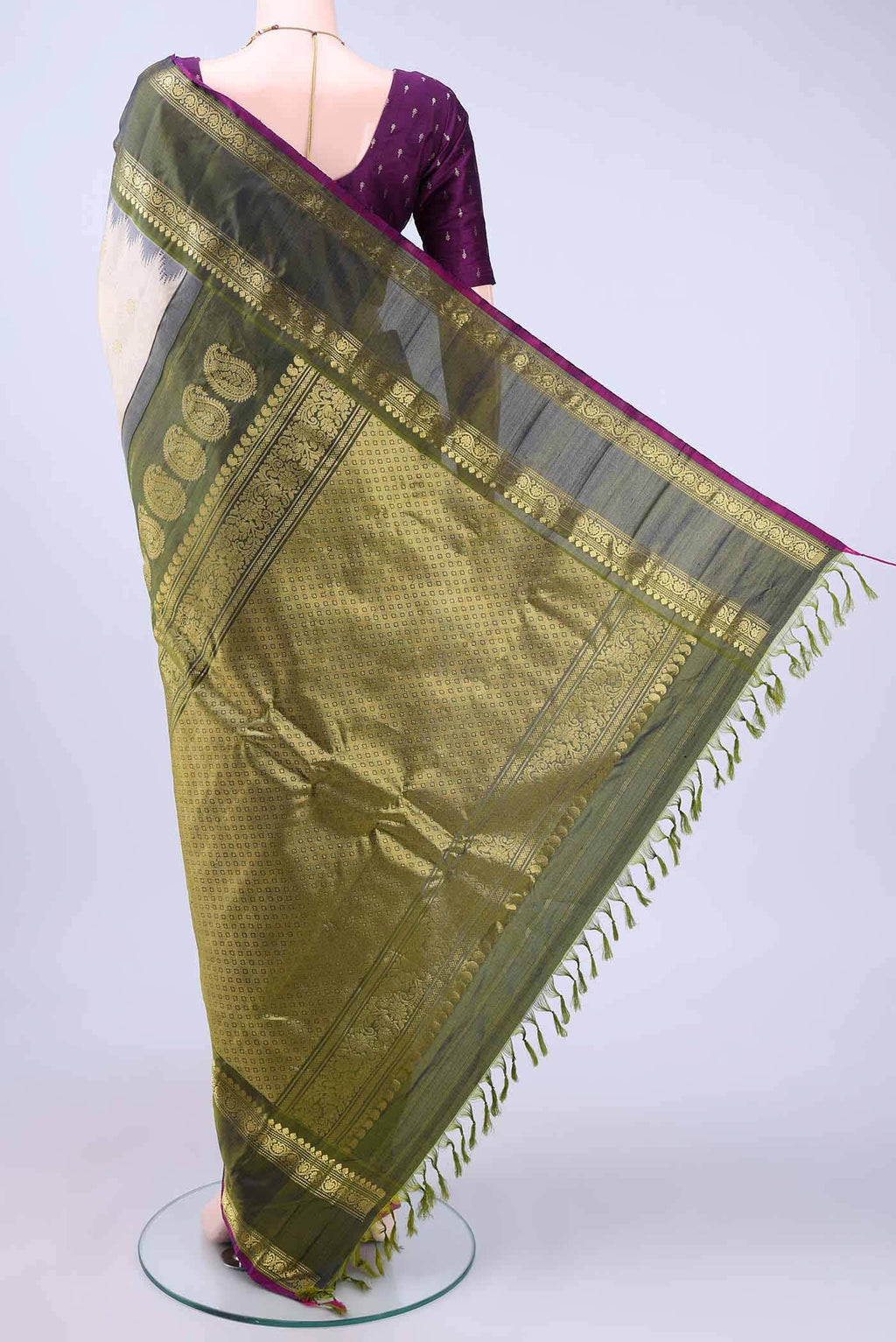 Beige Gadwal Silk Saree