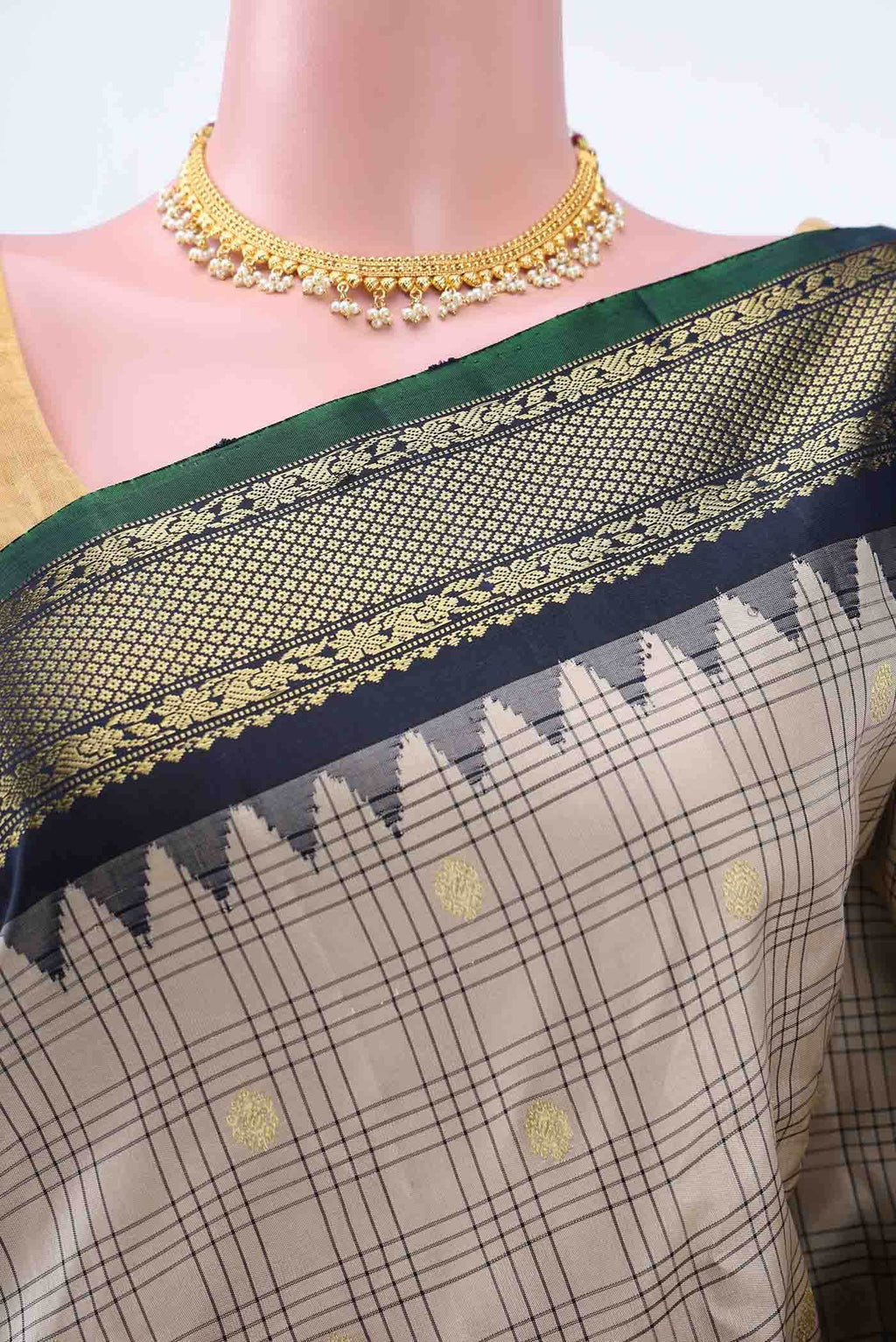 Beige Gadwal Silk Saree