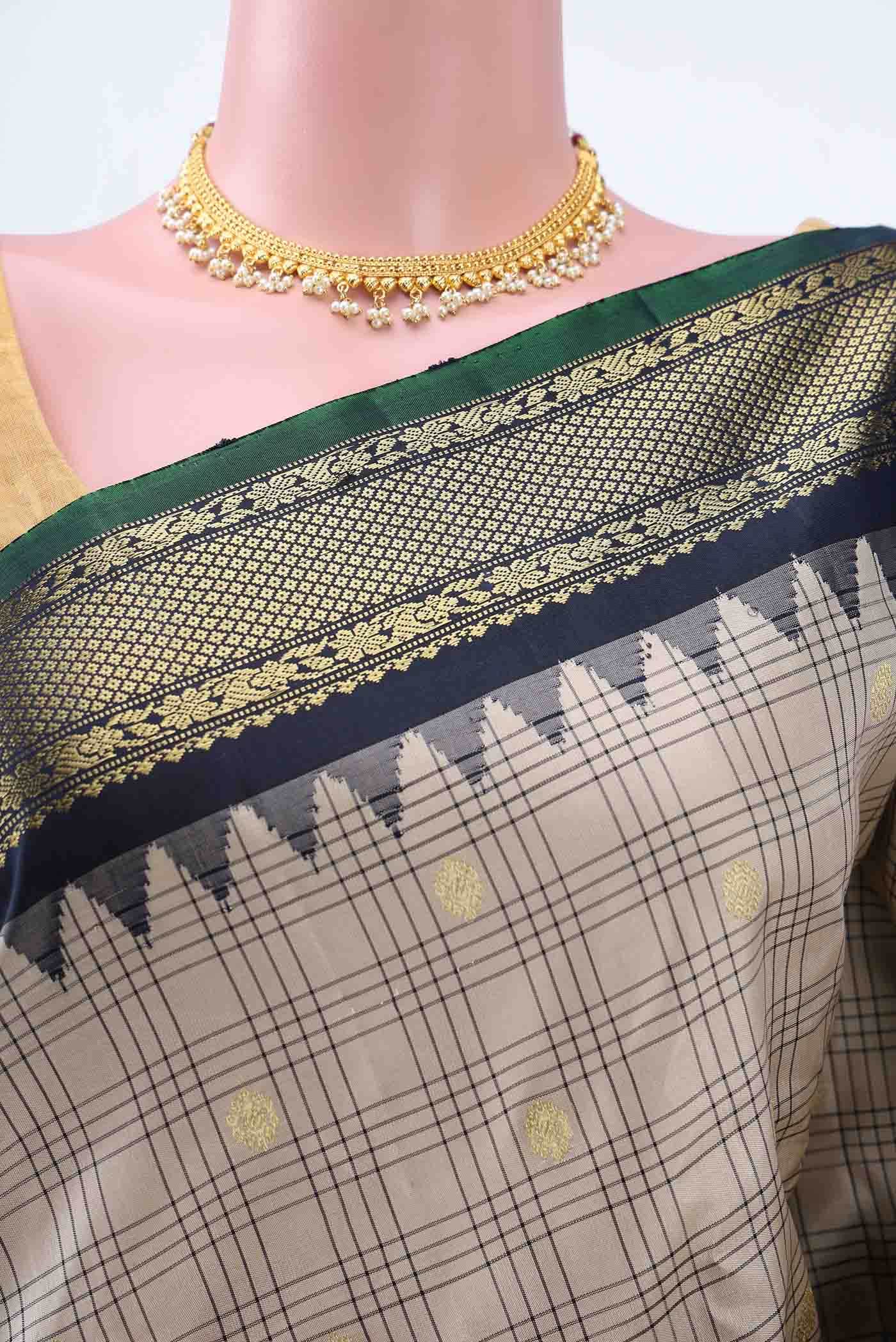 Beige Gadwal Silk Saree