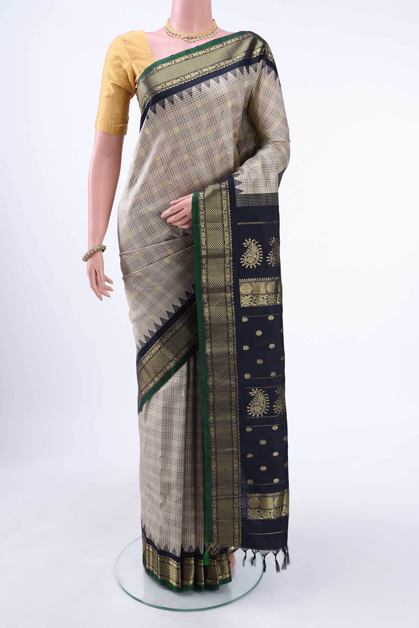 Beige Gadwal Silk Saree