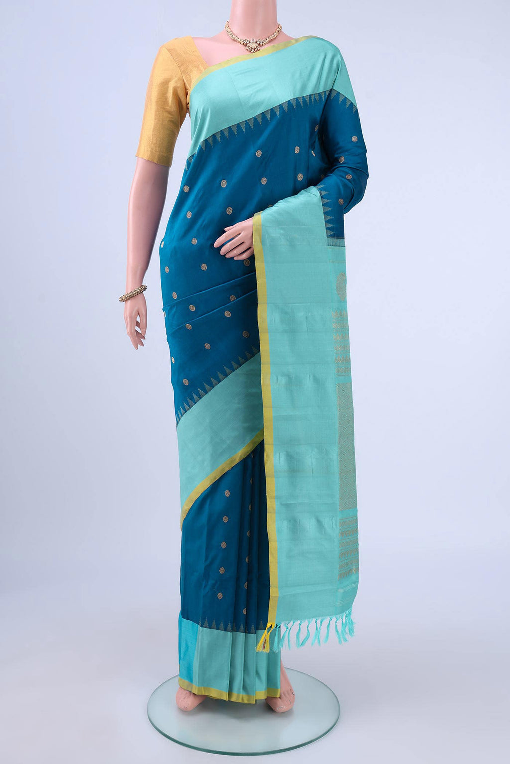 Blue Gadwal Silk Saree