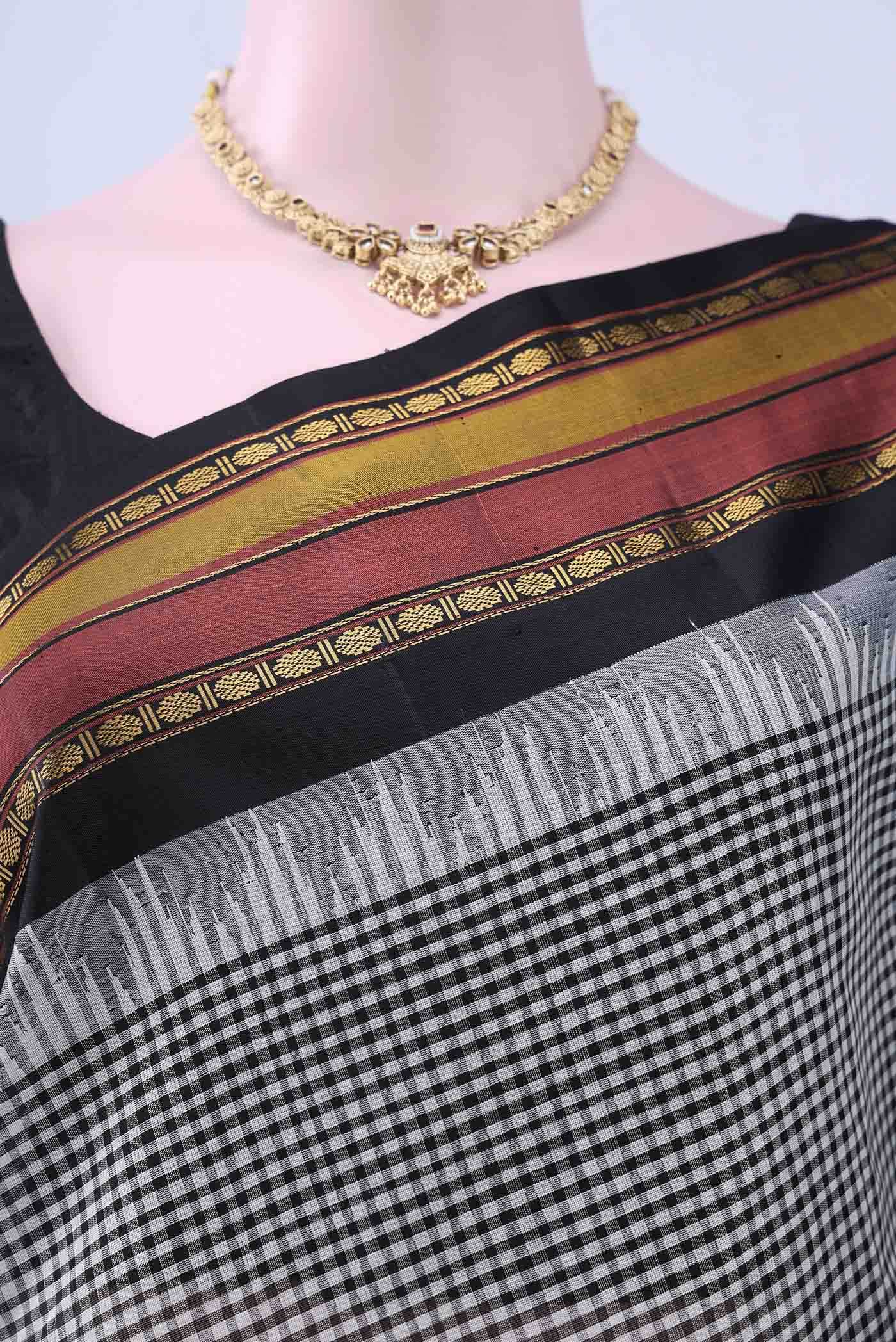 Black Gadwal Silk Cotton Saree