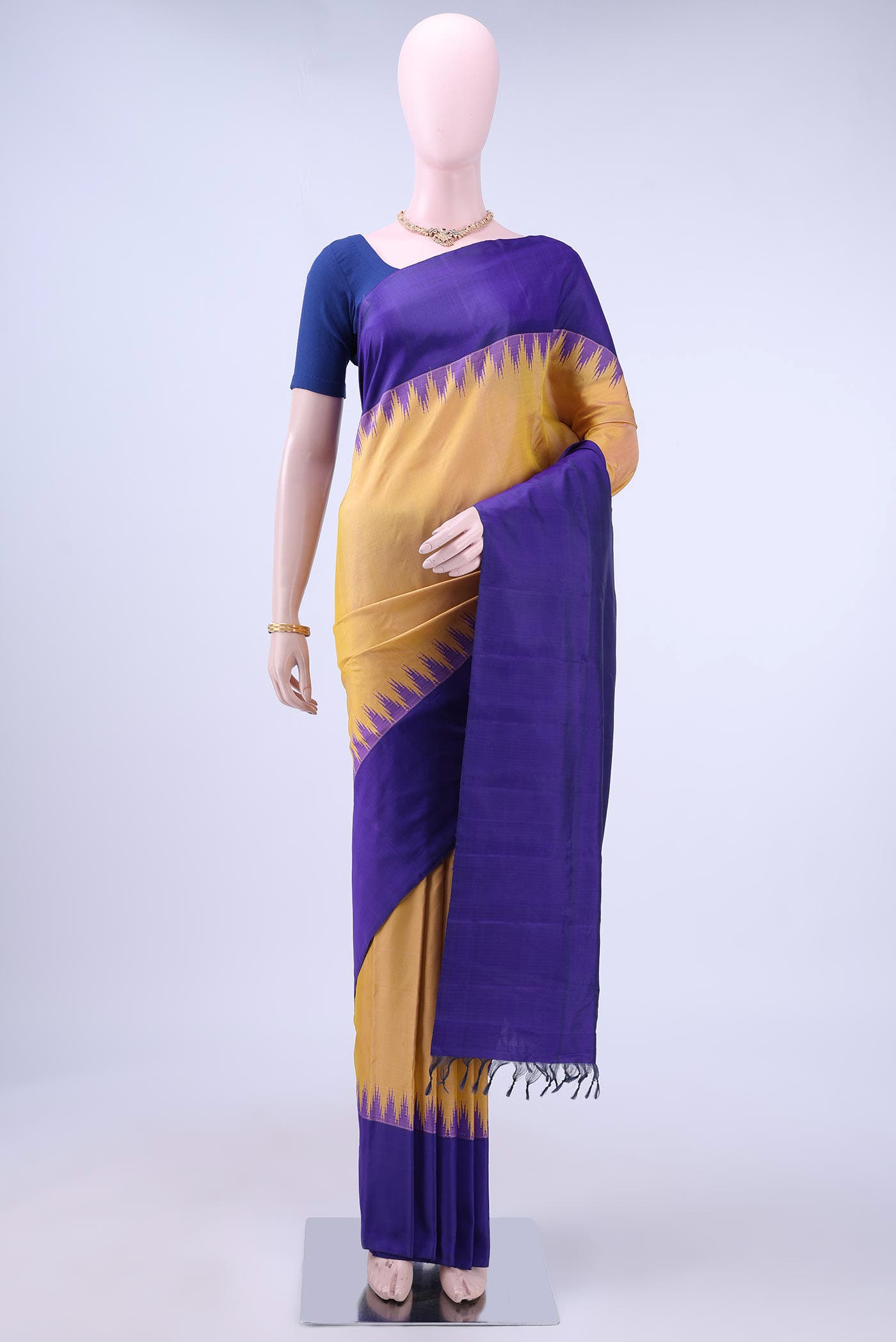 Yellow Gadwal Silk Saree