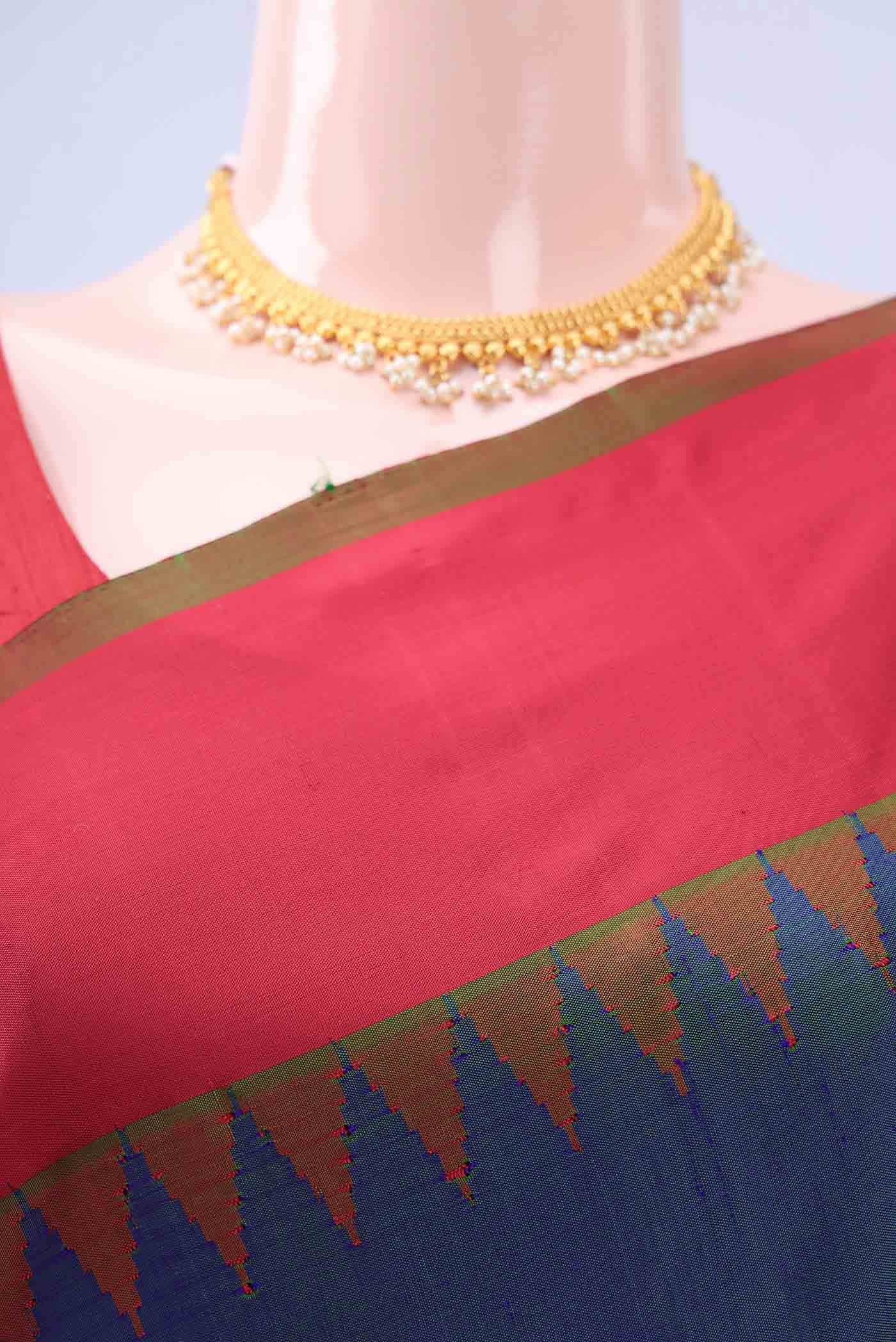 Peacock Blue Gadwal Silk Saree