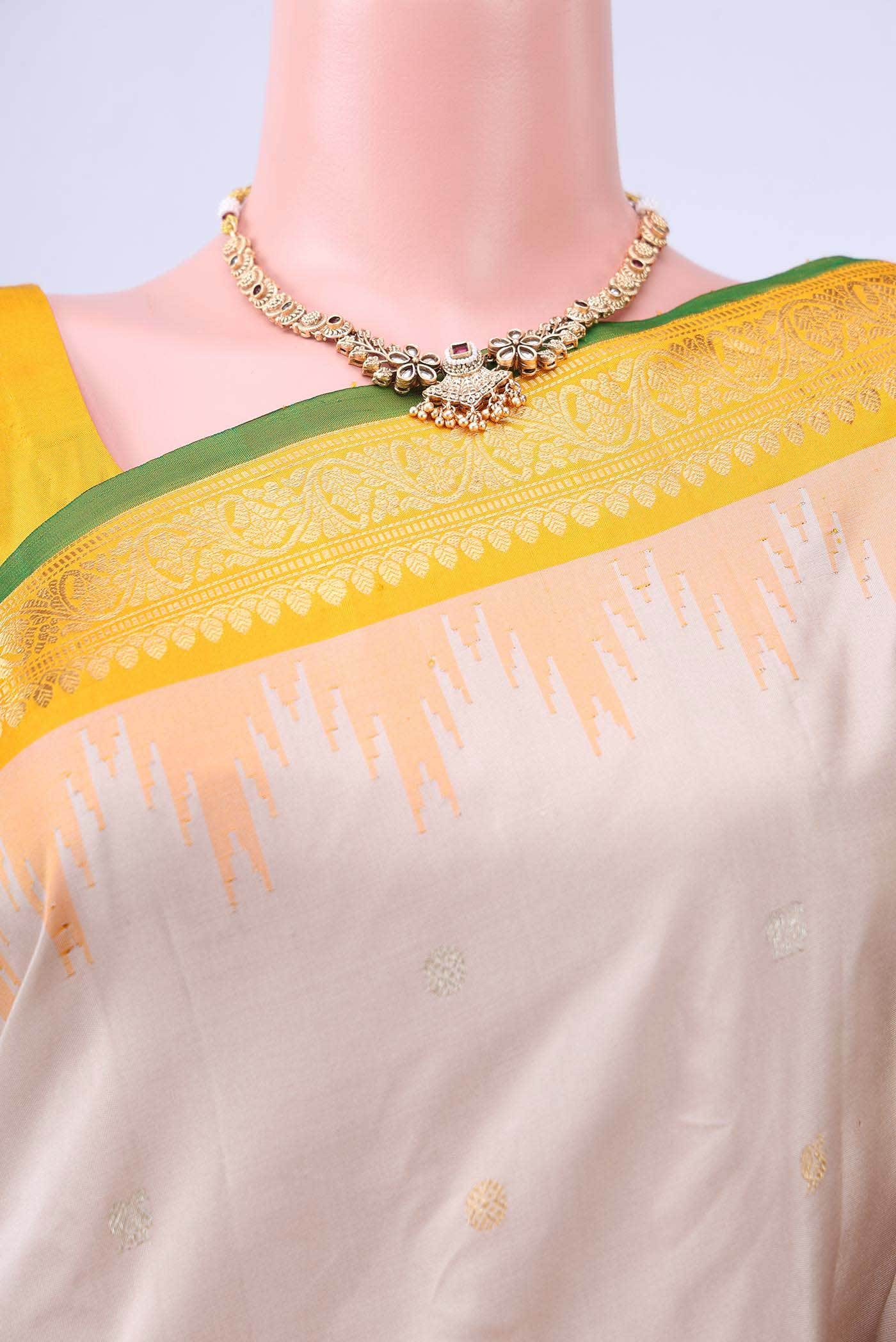 Beige Gadwal Silk Saree