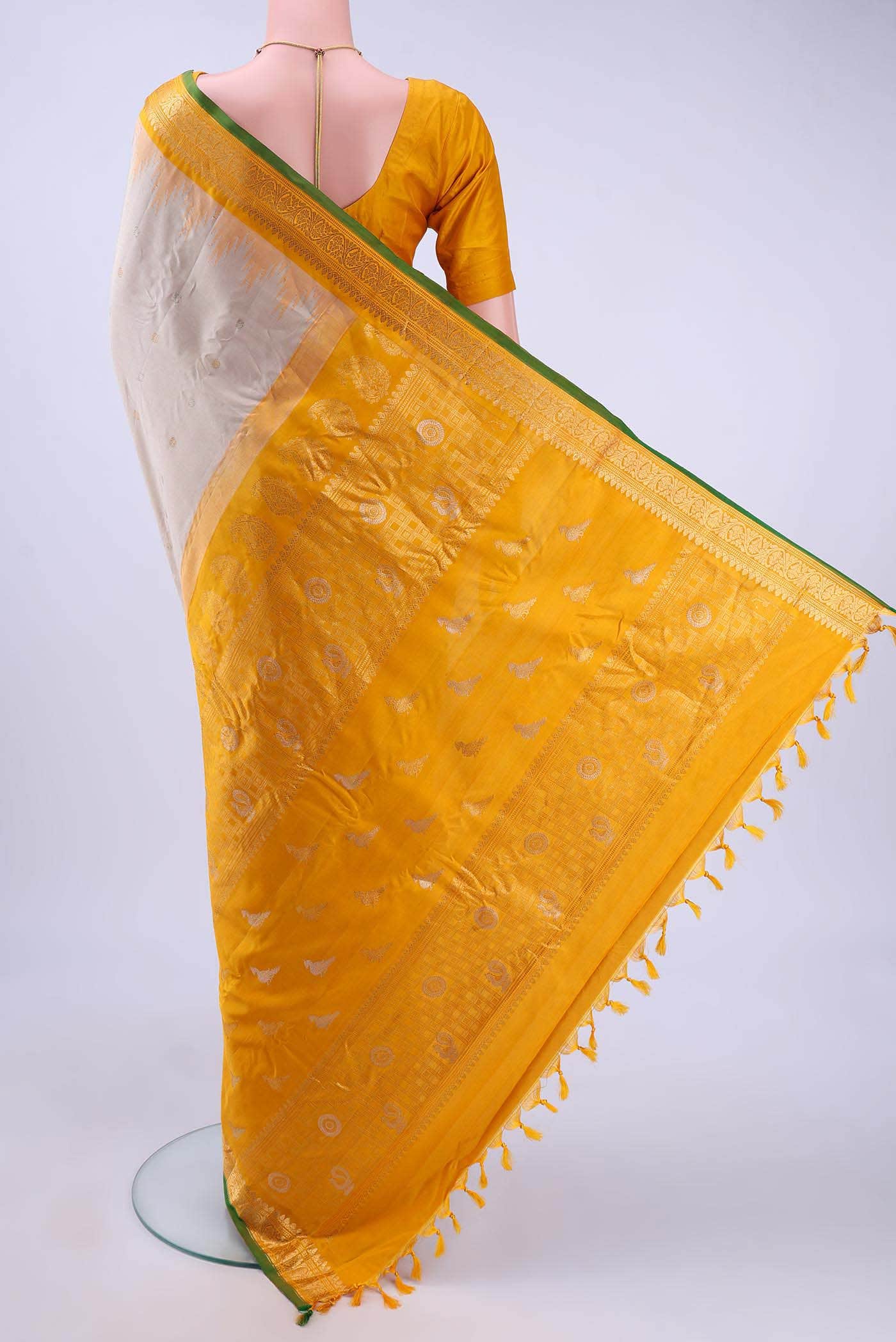 Beige Gadwal Silk Saree
