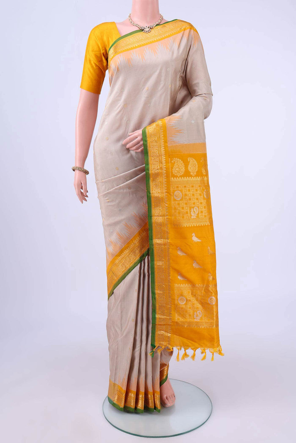 Beige Gadwal Silk Saree