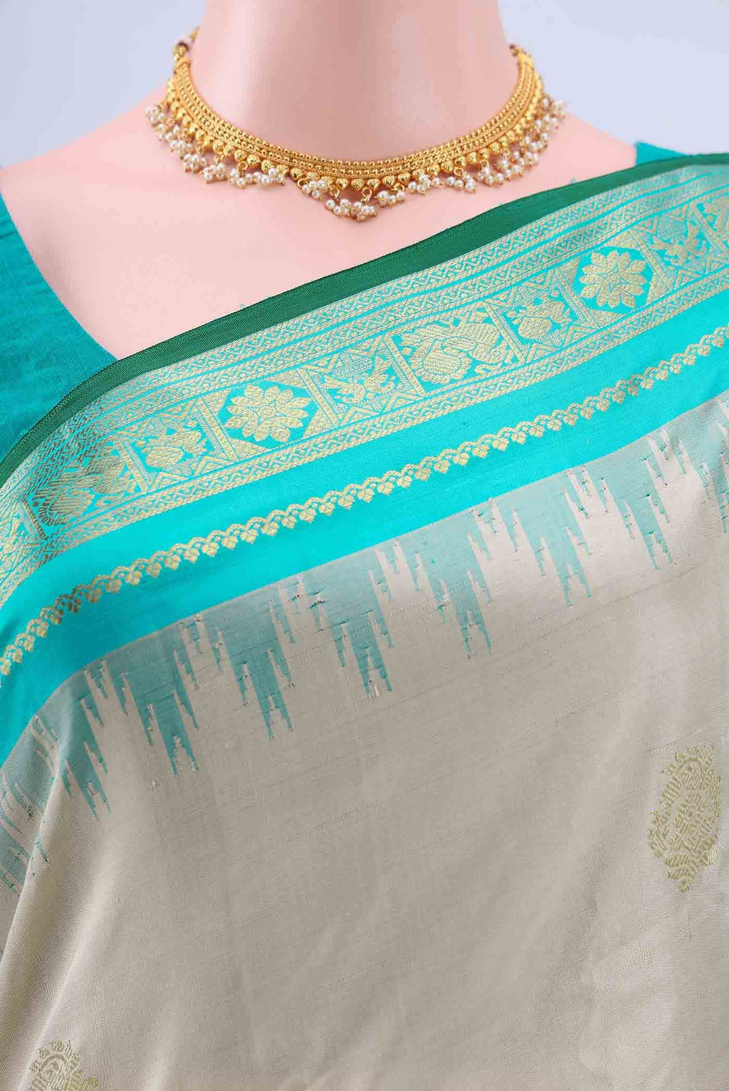 Beige Gadwal Silk Saree