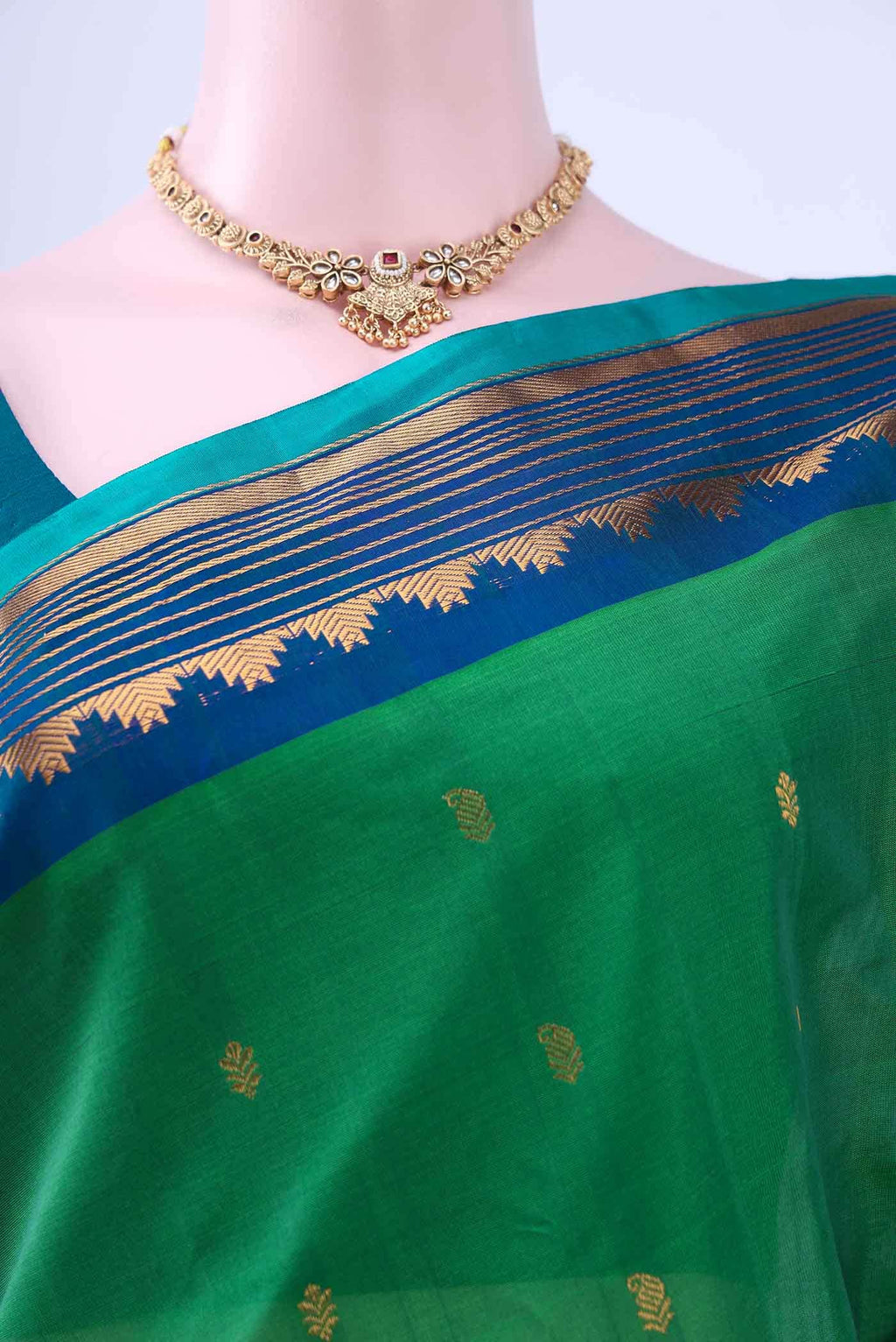 Green Gadwal Silk Cotton Saree