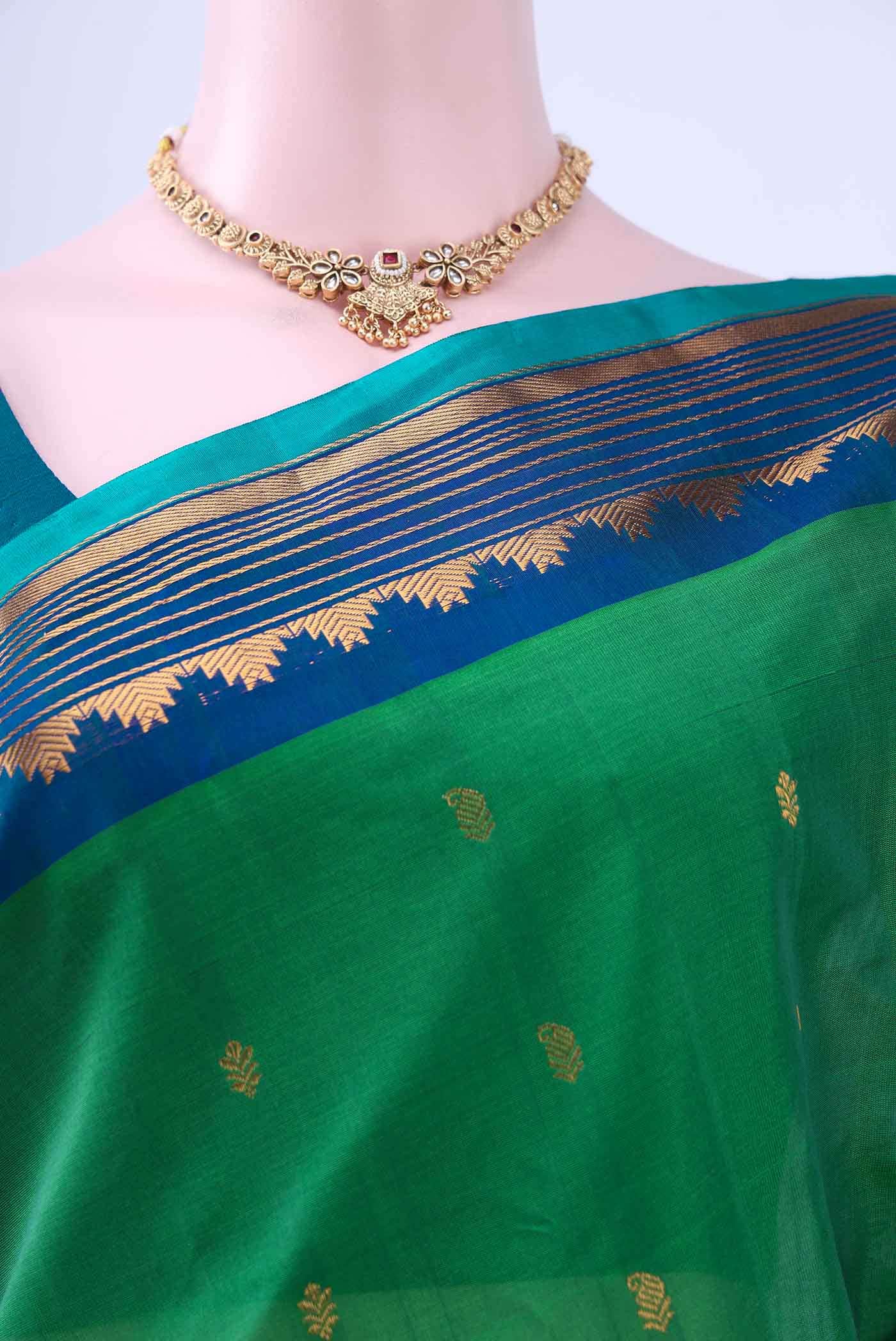 Green Gadwal Silk Cotton Saree