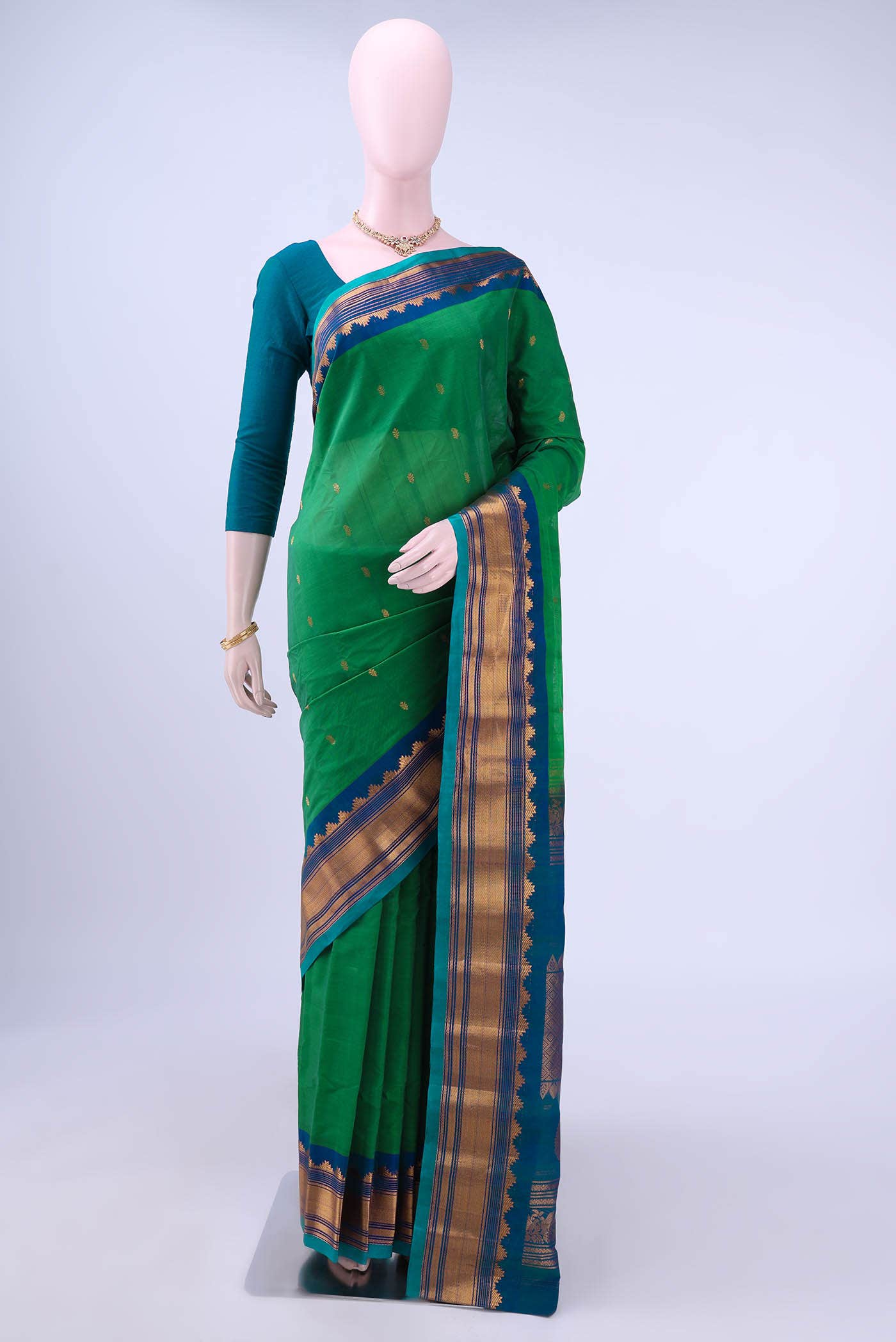 Green Gadwal Silk Cotton Saree