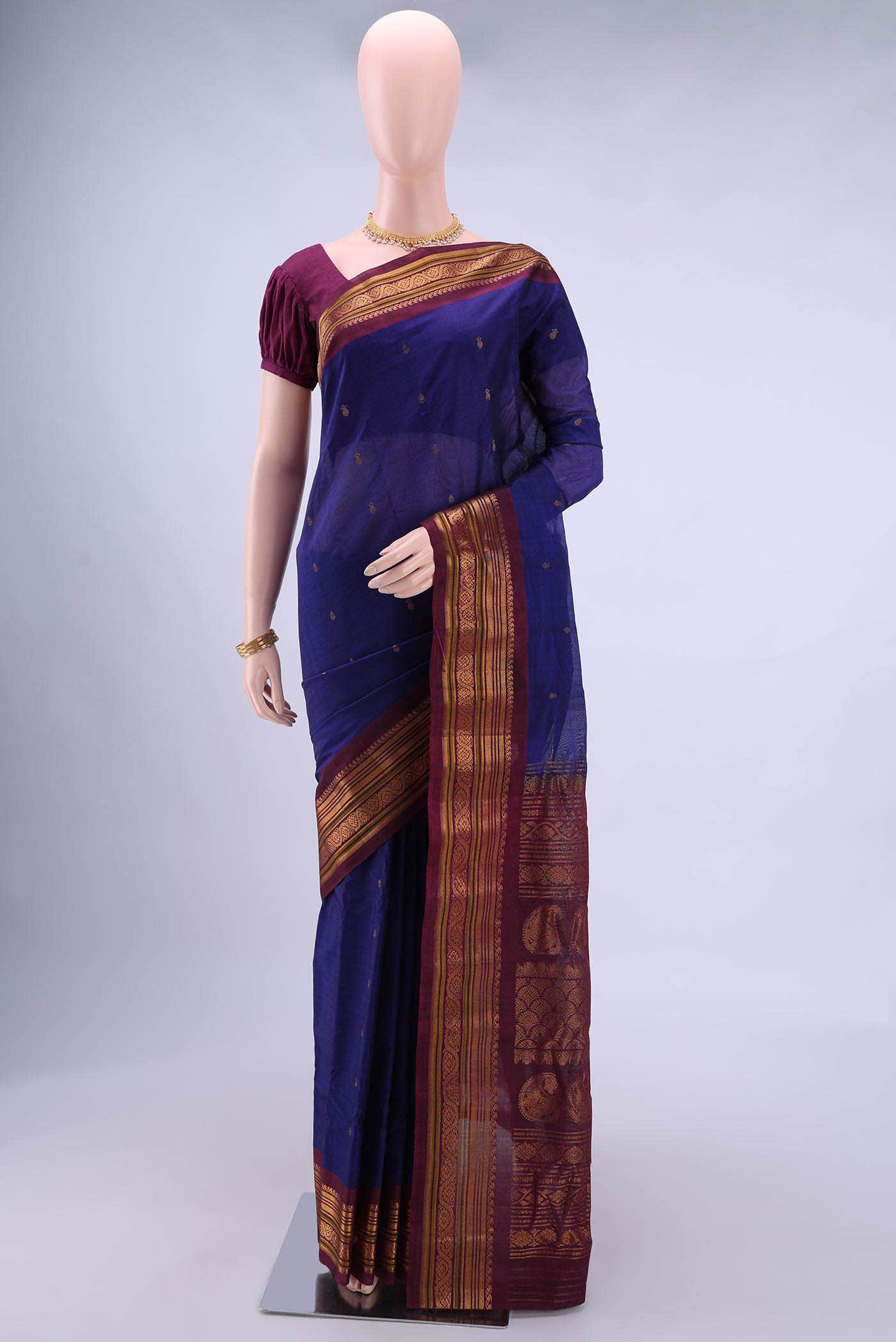 Royal Blue Gadwal Silk Saree