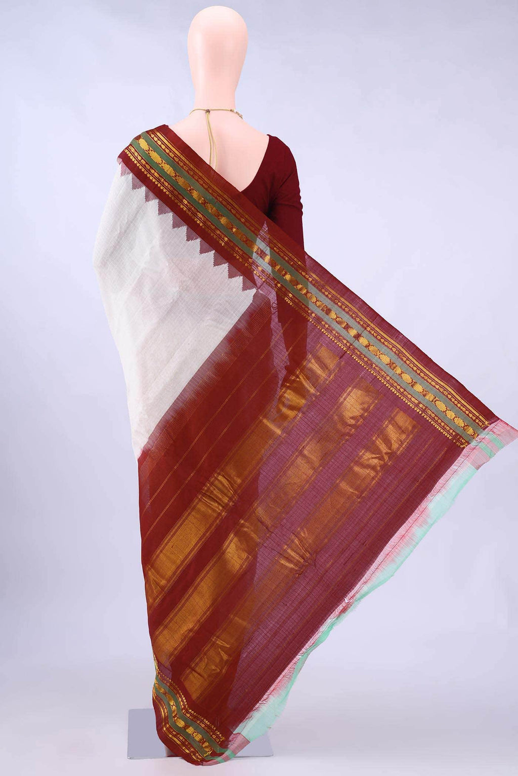 Off White Gadwal cotton Saree