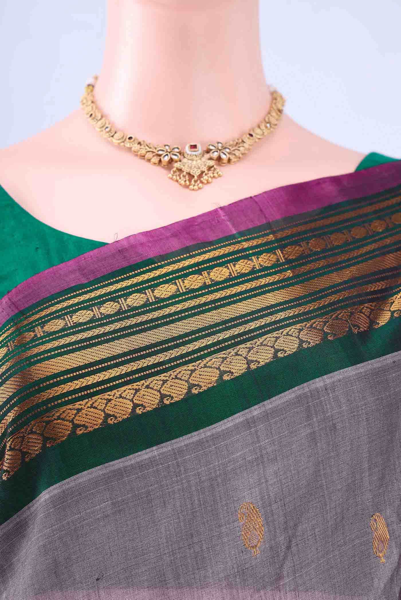 Davys Grey Gadwal cotton Saree