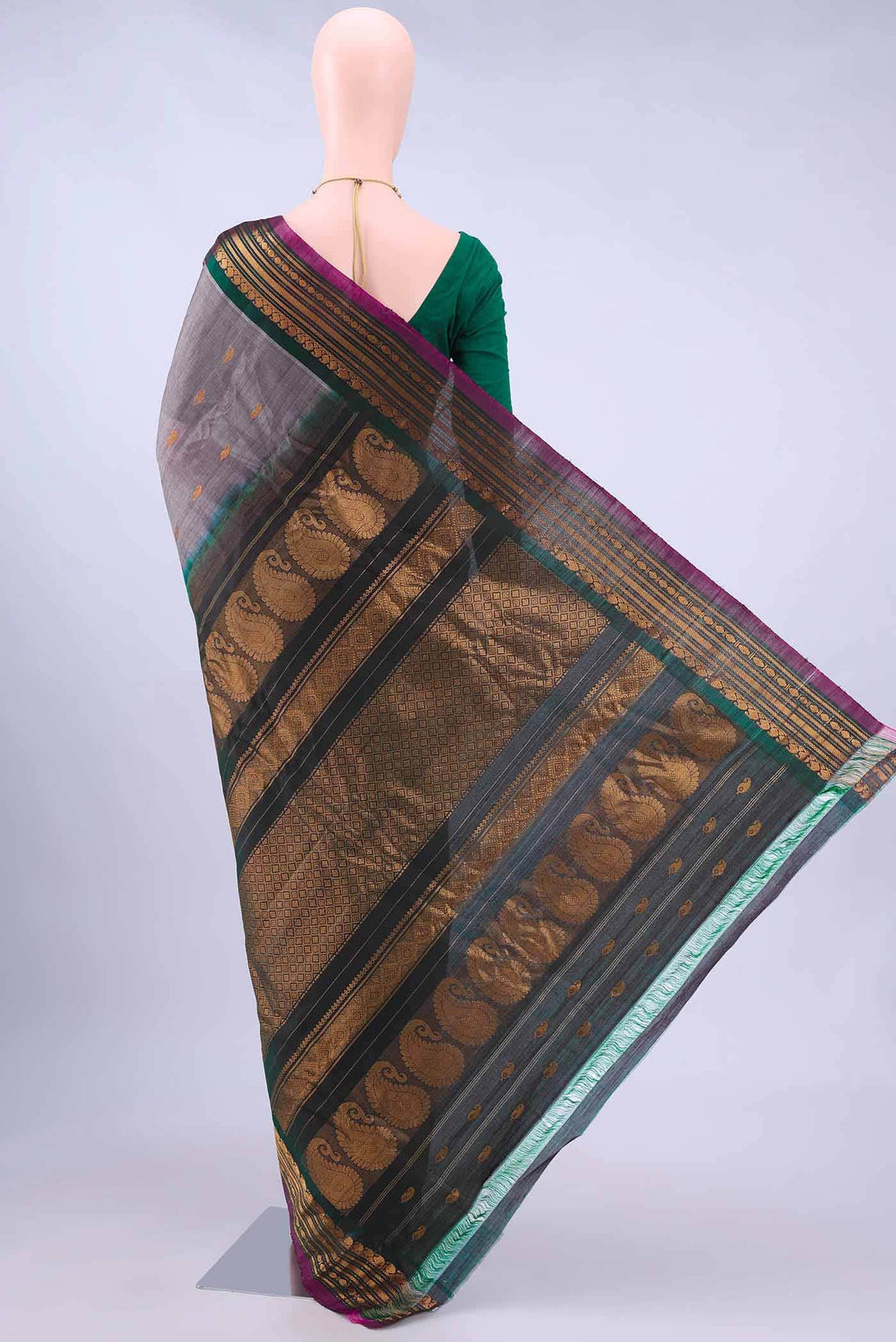 Davys Grey Gadwal cotton Saree