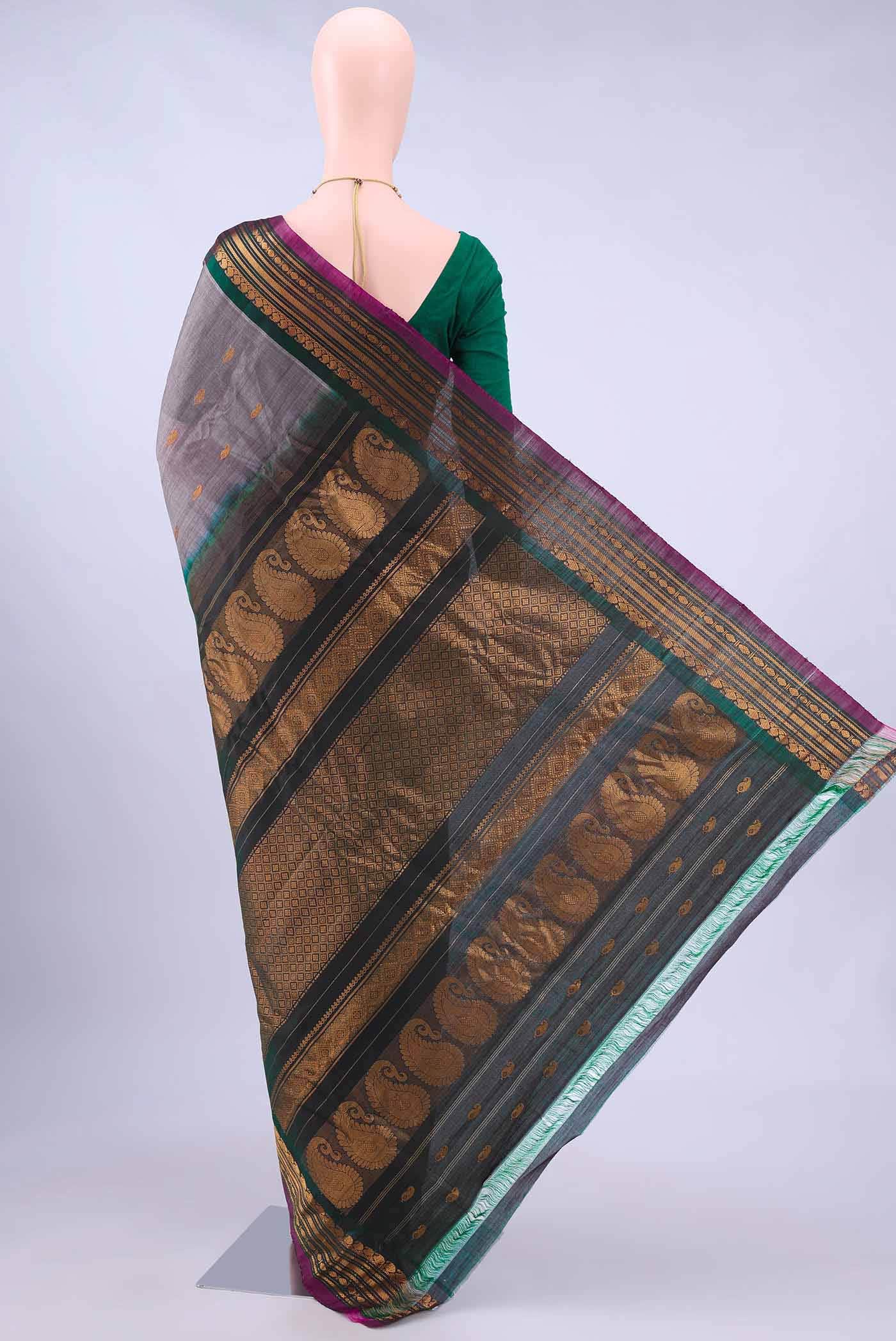 Davys Grey Gadwal cotton Saree
