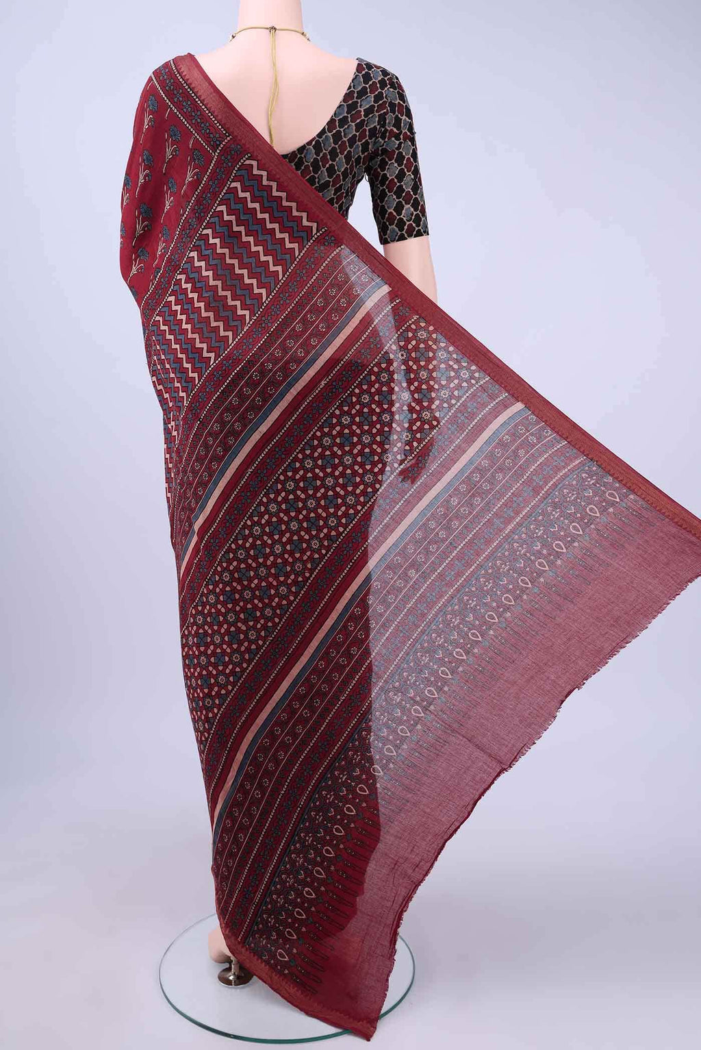 Maroon Cotton Saree