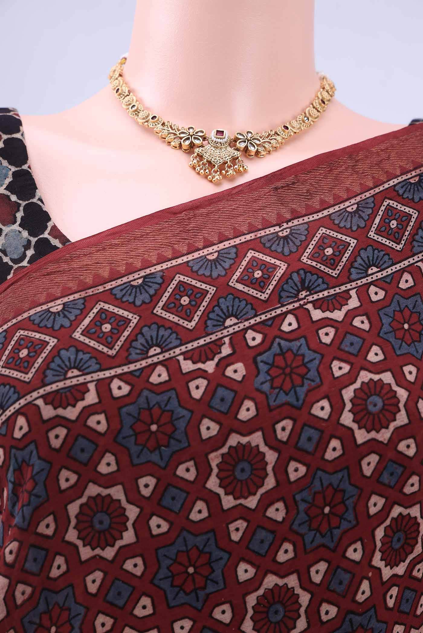 Maroon Chanderi Silk Cotton Saree