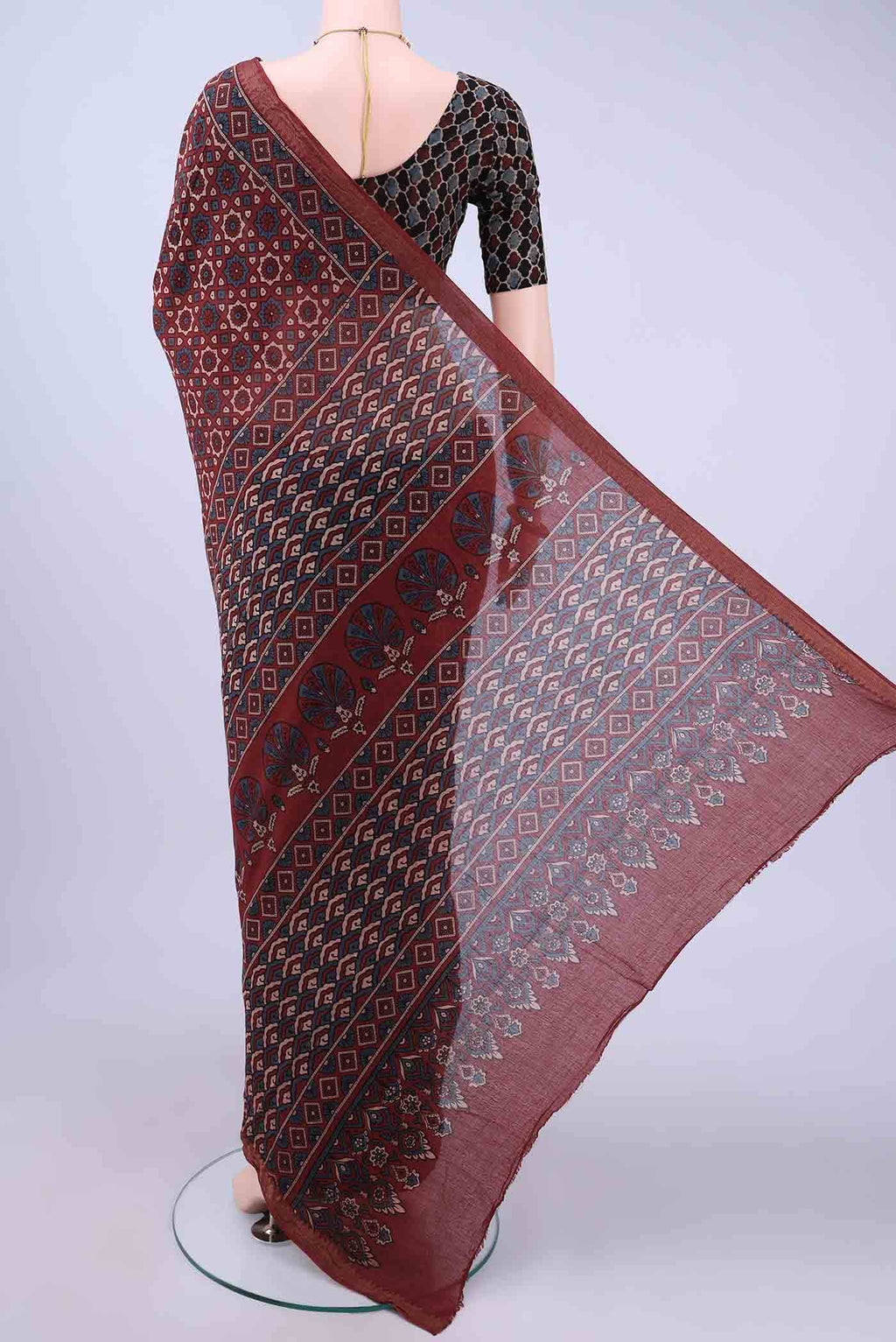 Maroon Chanderi Silk Cotton Saree