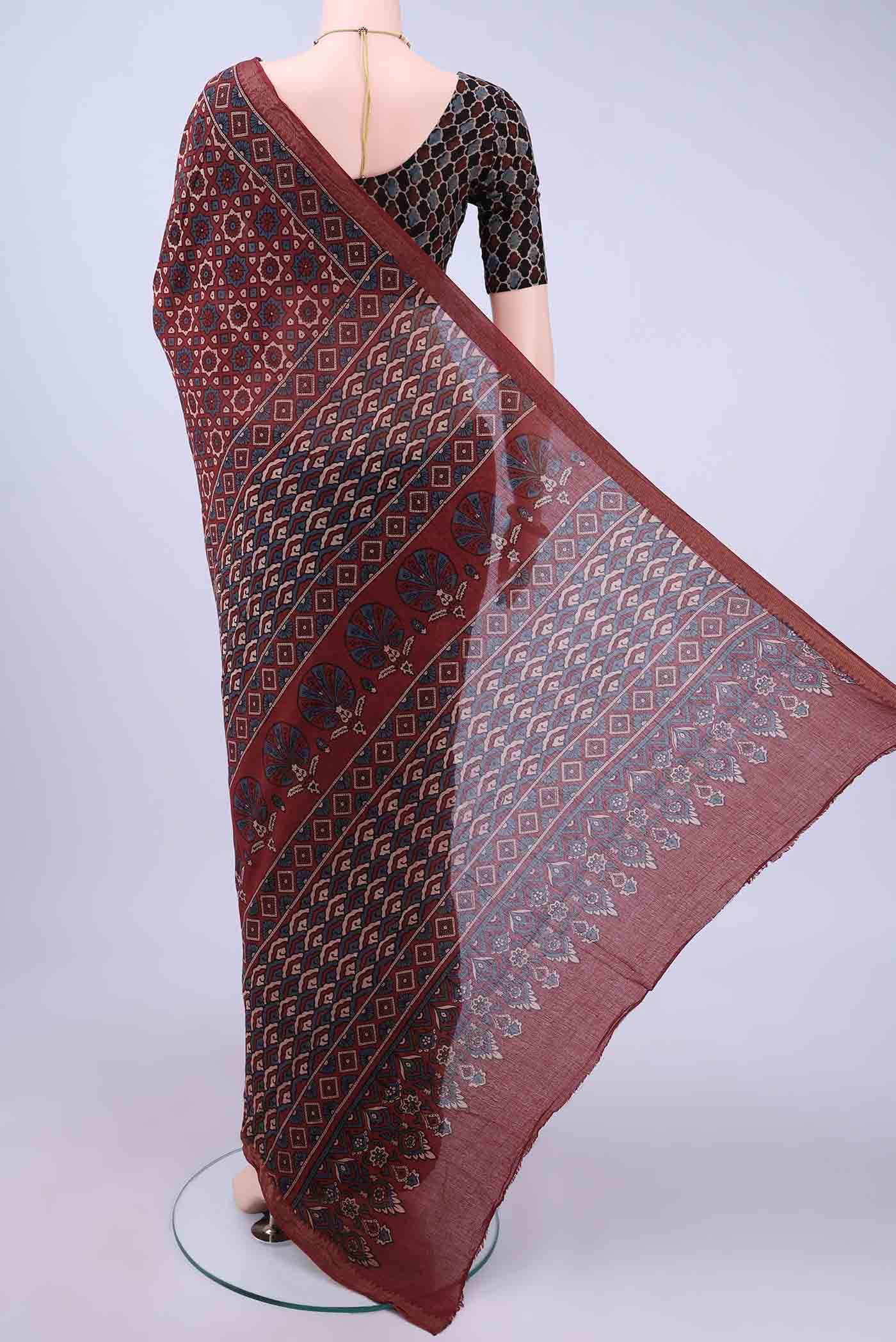 Maroon Chanderi Silk Cotton Saree