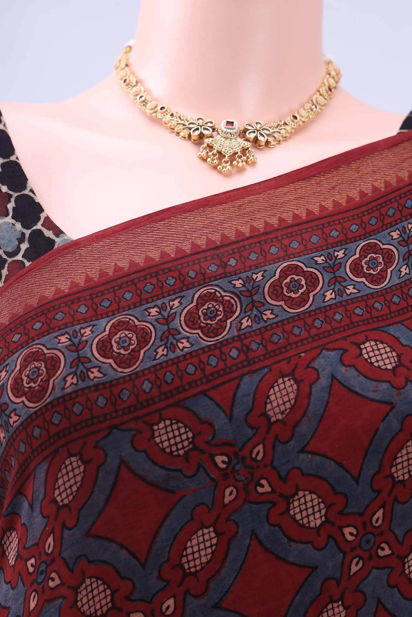 Maroon Cotton Saree