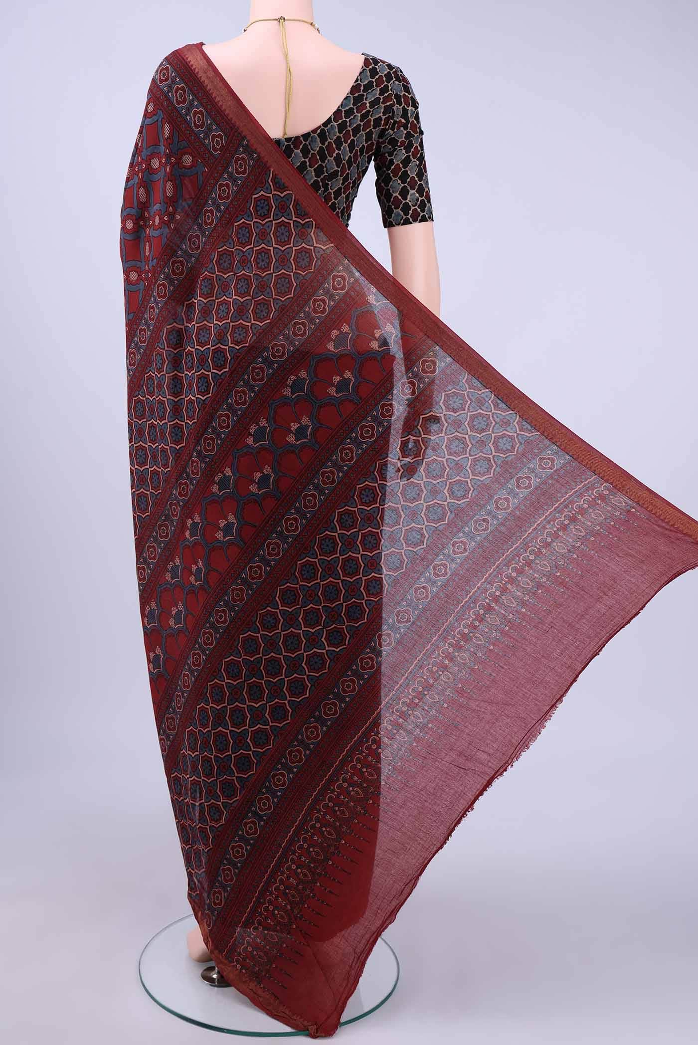 Maroon Cotton Saree