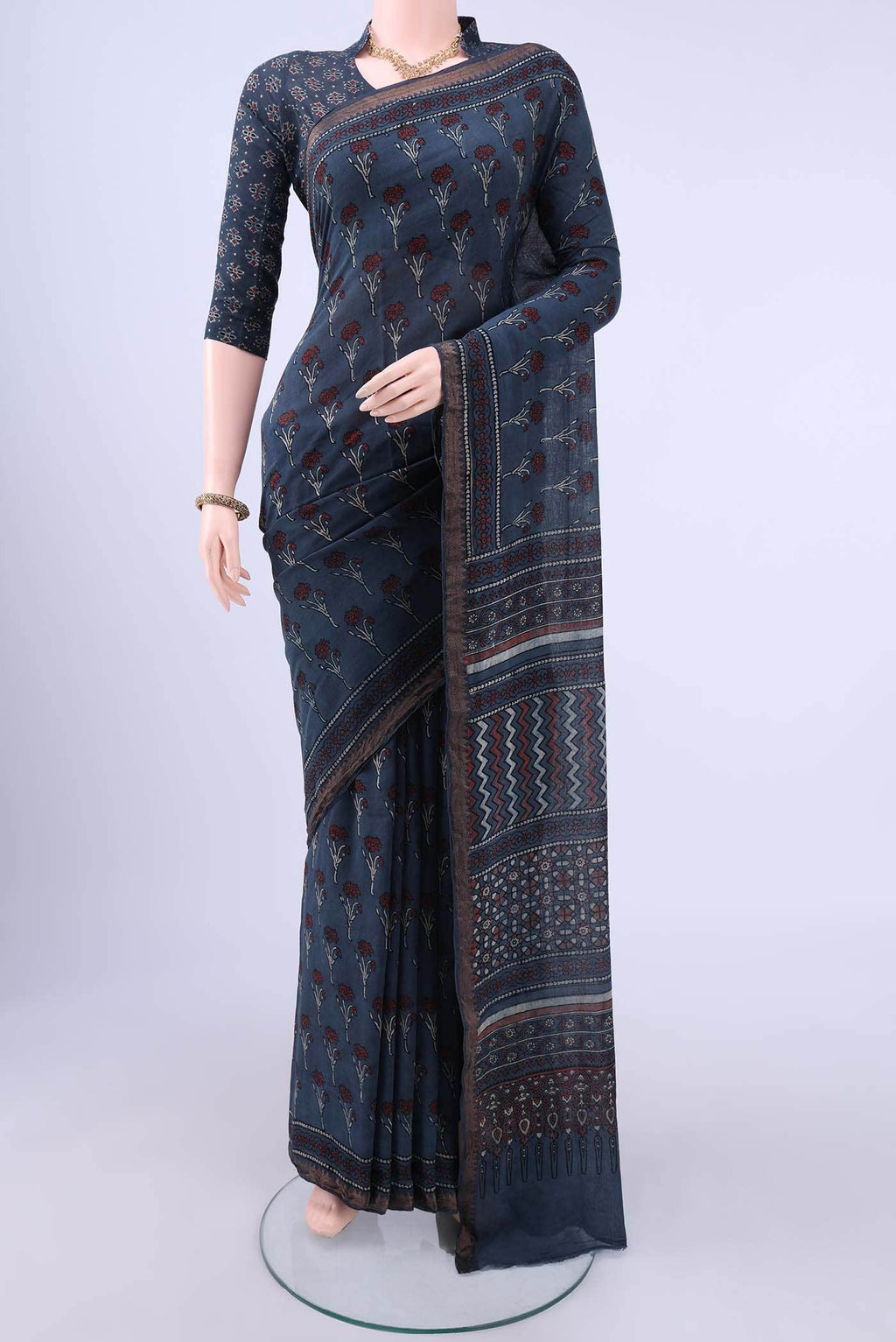 Indigo Cotton Saree