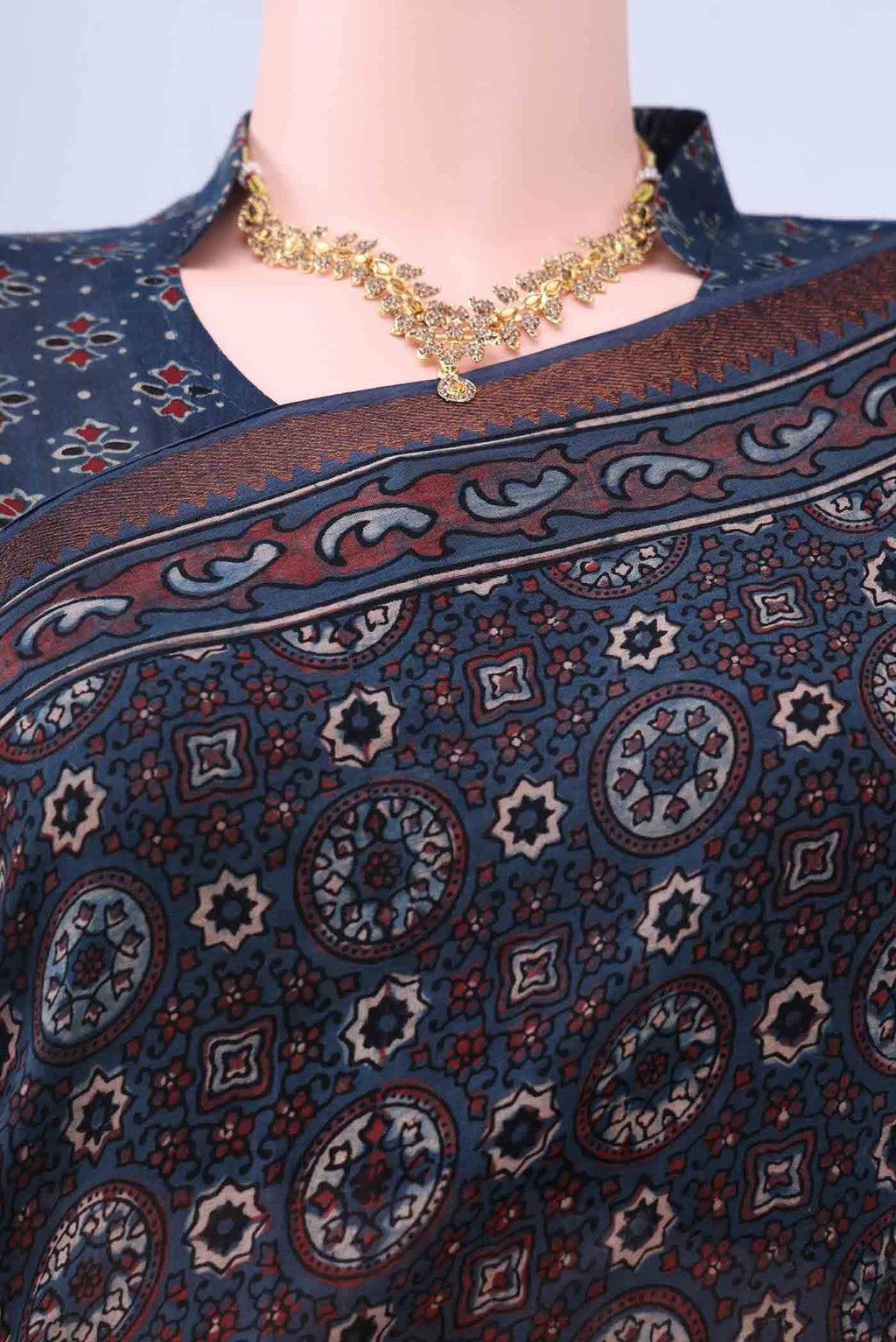 Indigo Chanderi Silk Cotton Saree