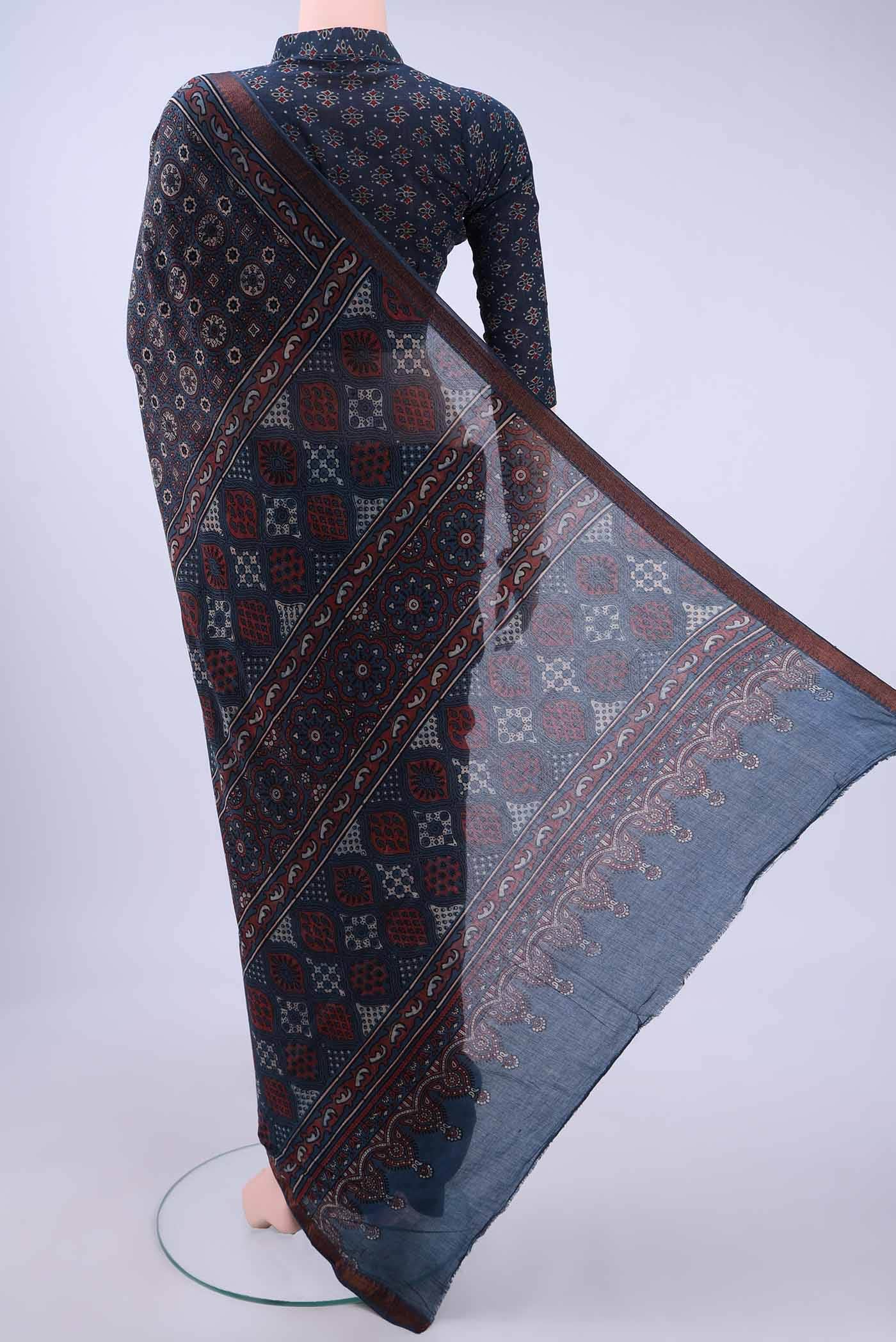Indigo Chanderi Silk Cotton Saree