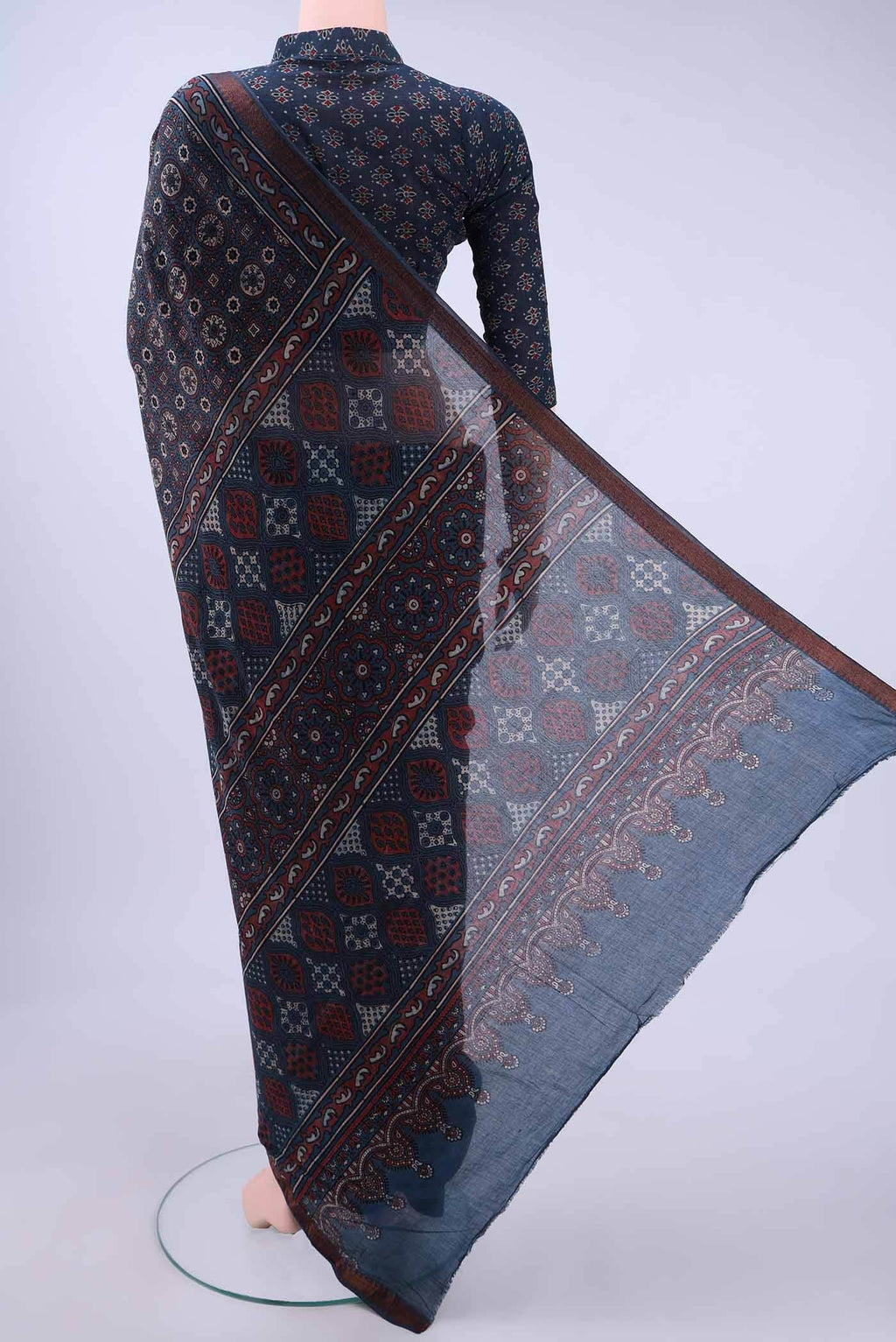 Indigo Chanderi Silk Cotton Saree