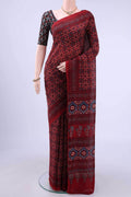 Maroon Printed Cotton Saree
