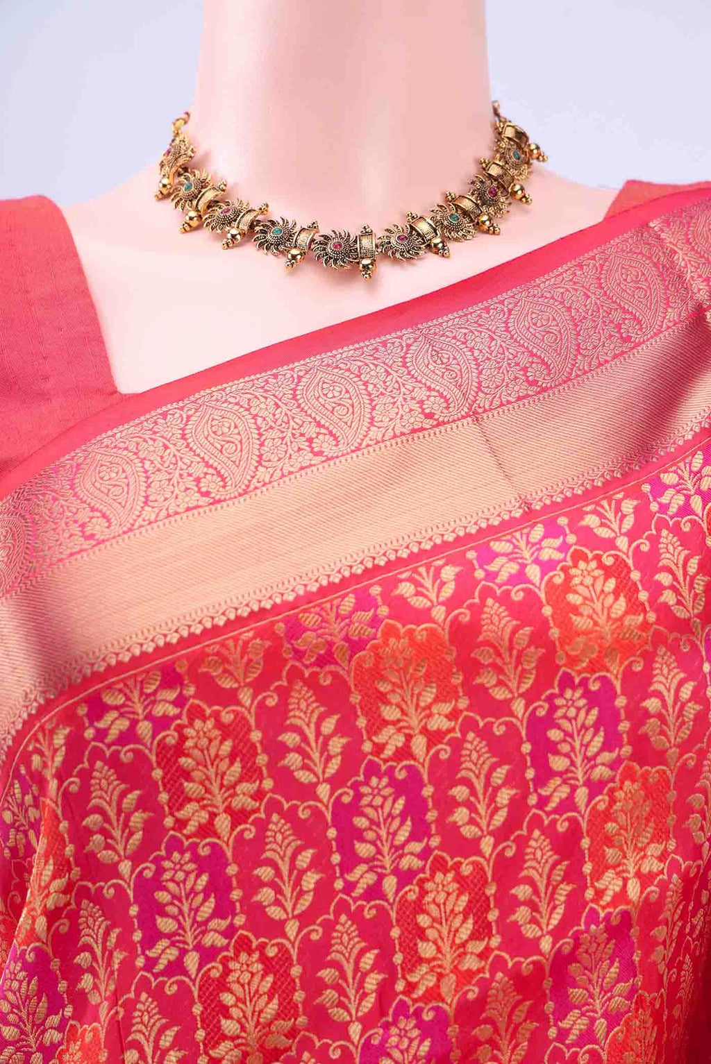 Brick Orange Kanchipuram Silk Saree