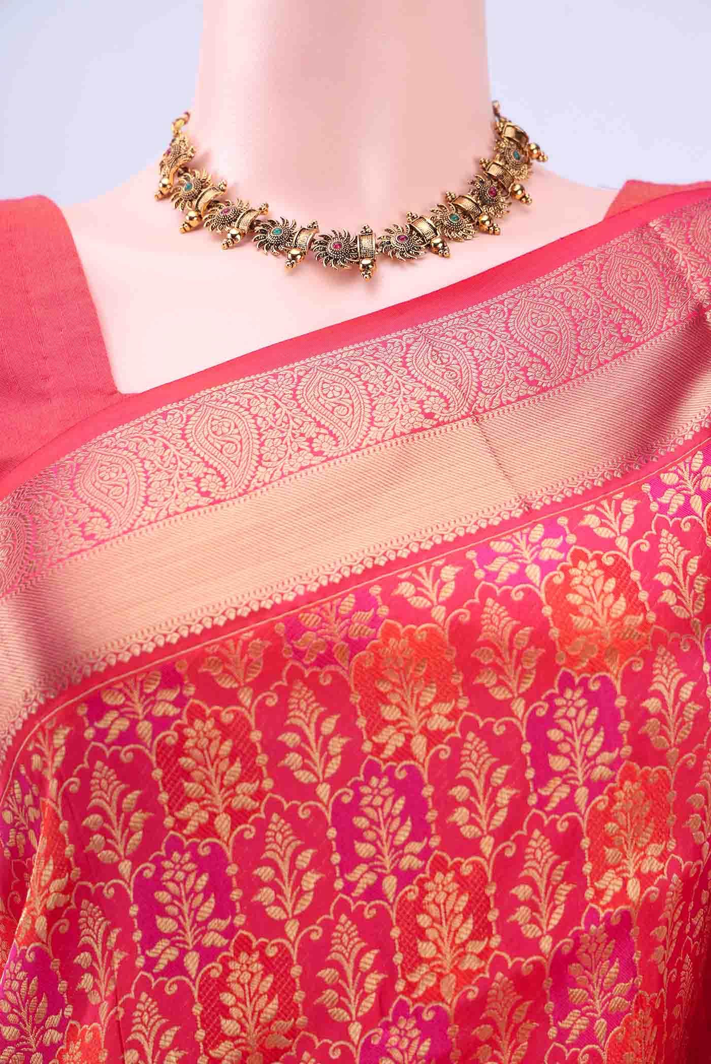 Brick Orange Kanchipuram Silk Saree