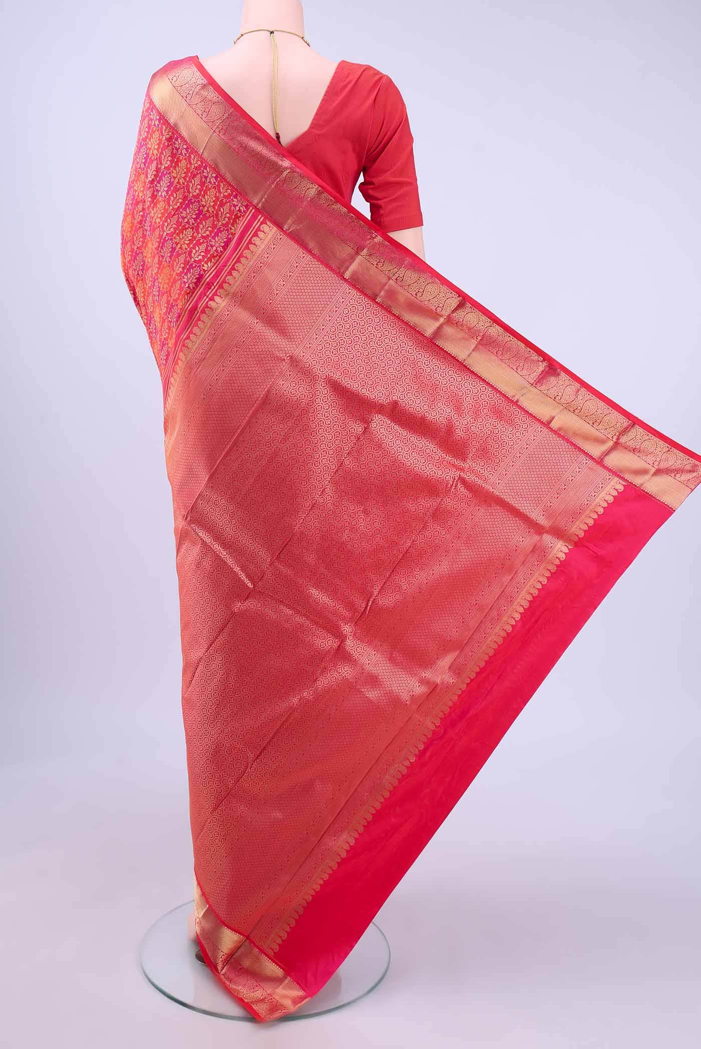 Brick Orange Kanchipuram Silk Saree