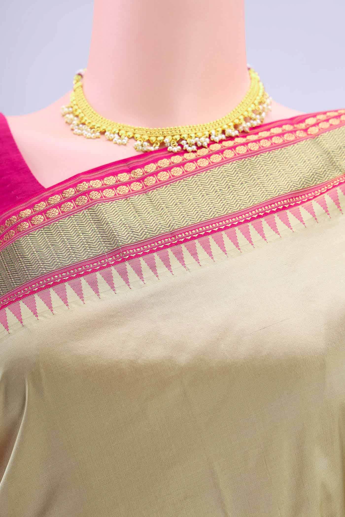 Beige Bangalore Silk - kadyal Saree