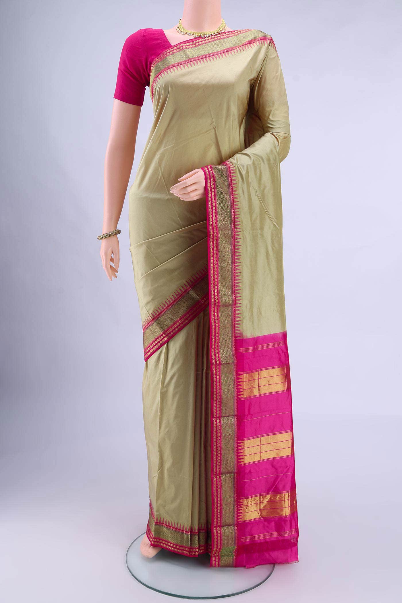 Beige Bangalore Silk - kadyal Saree