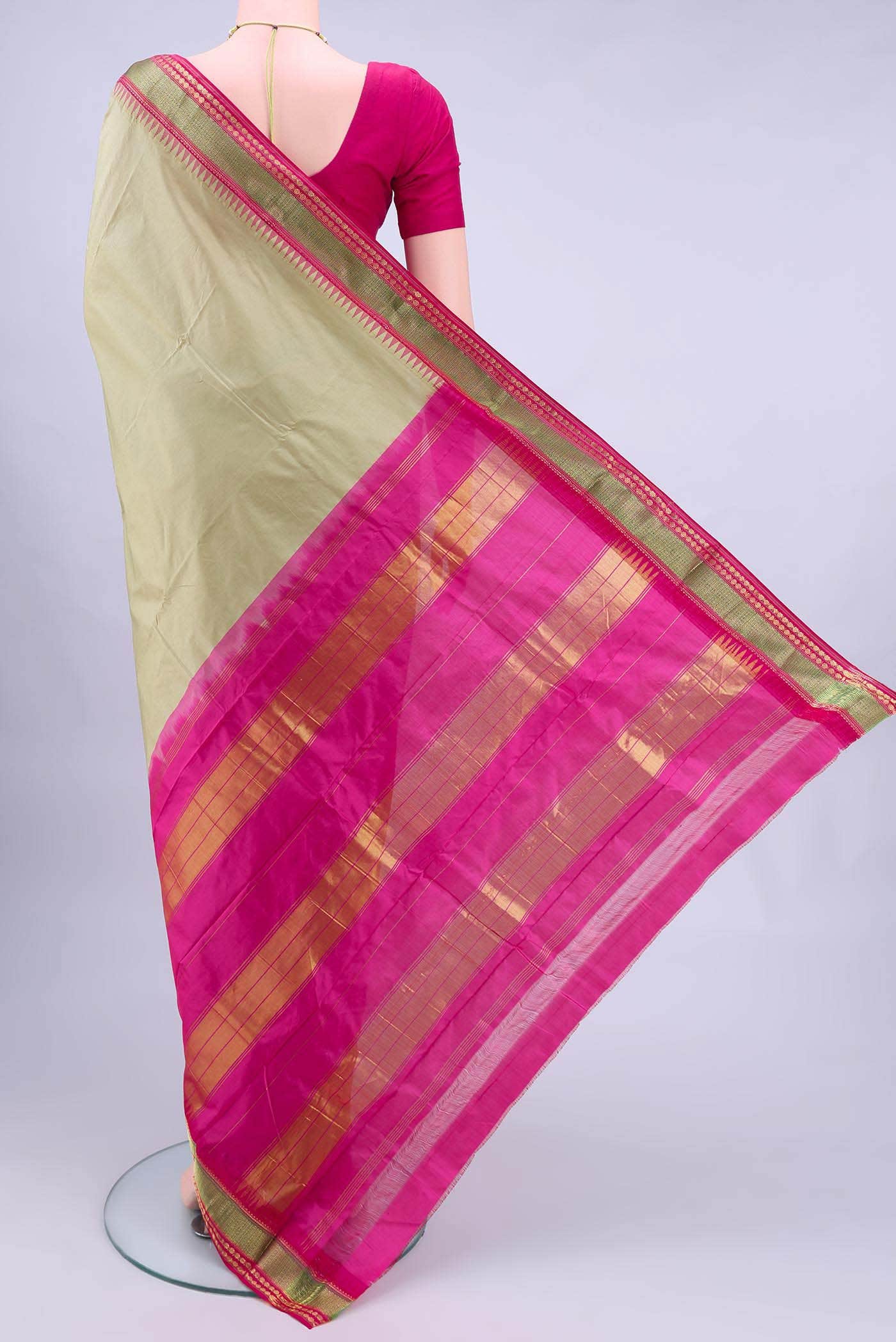 Beige Bangalore Silk - kadyal Saree