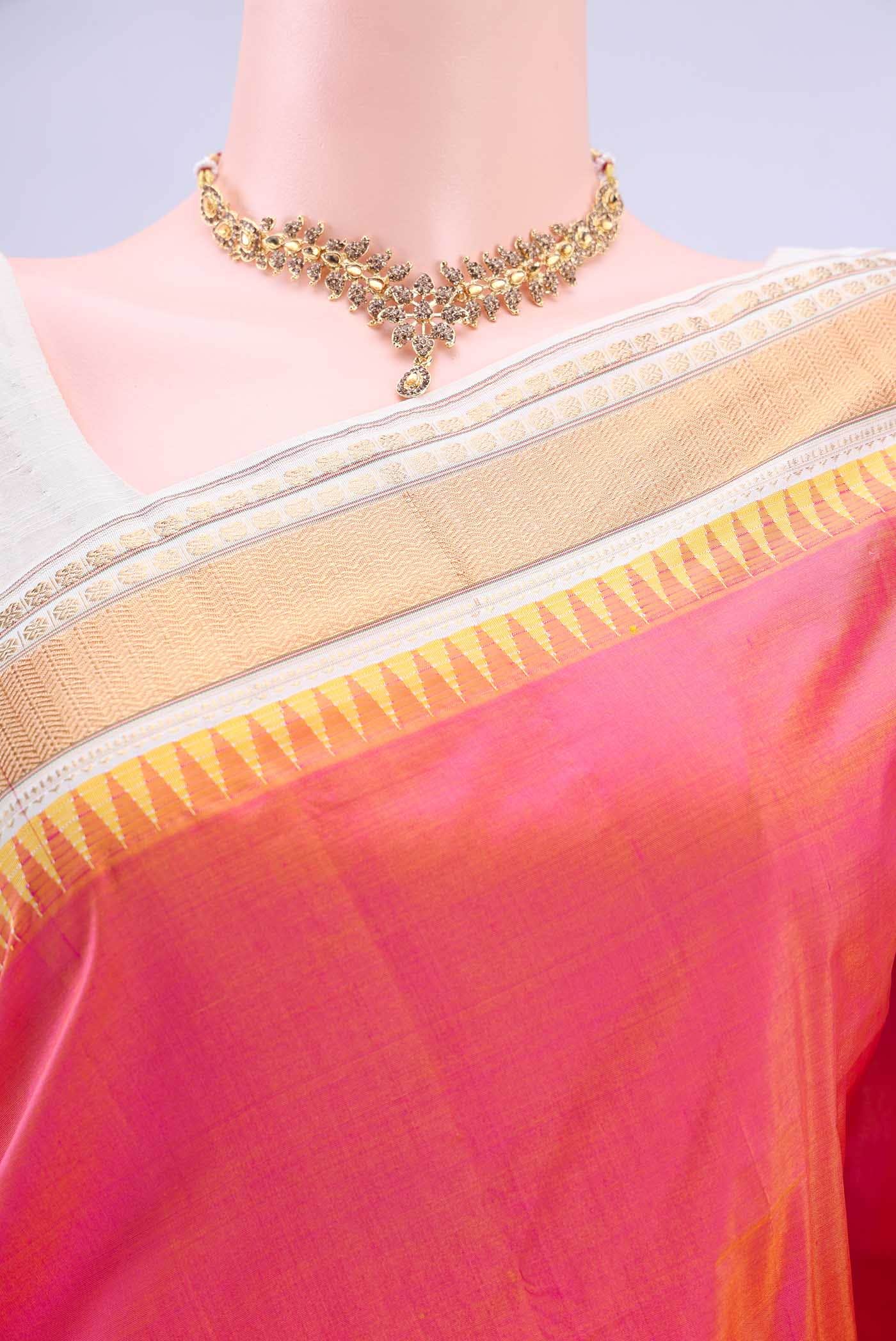 Pure Silk Pure Zari Pinkish Yellow Bangalore - kadyal Saree