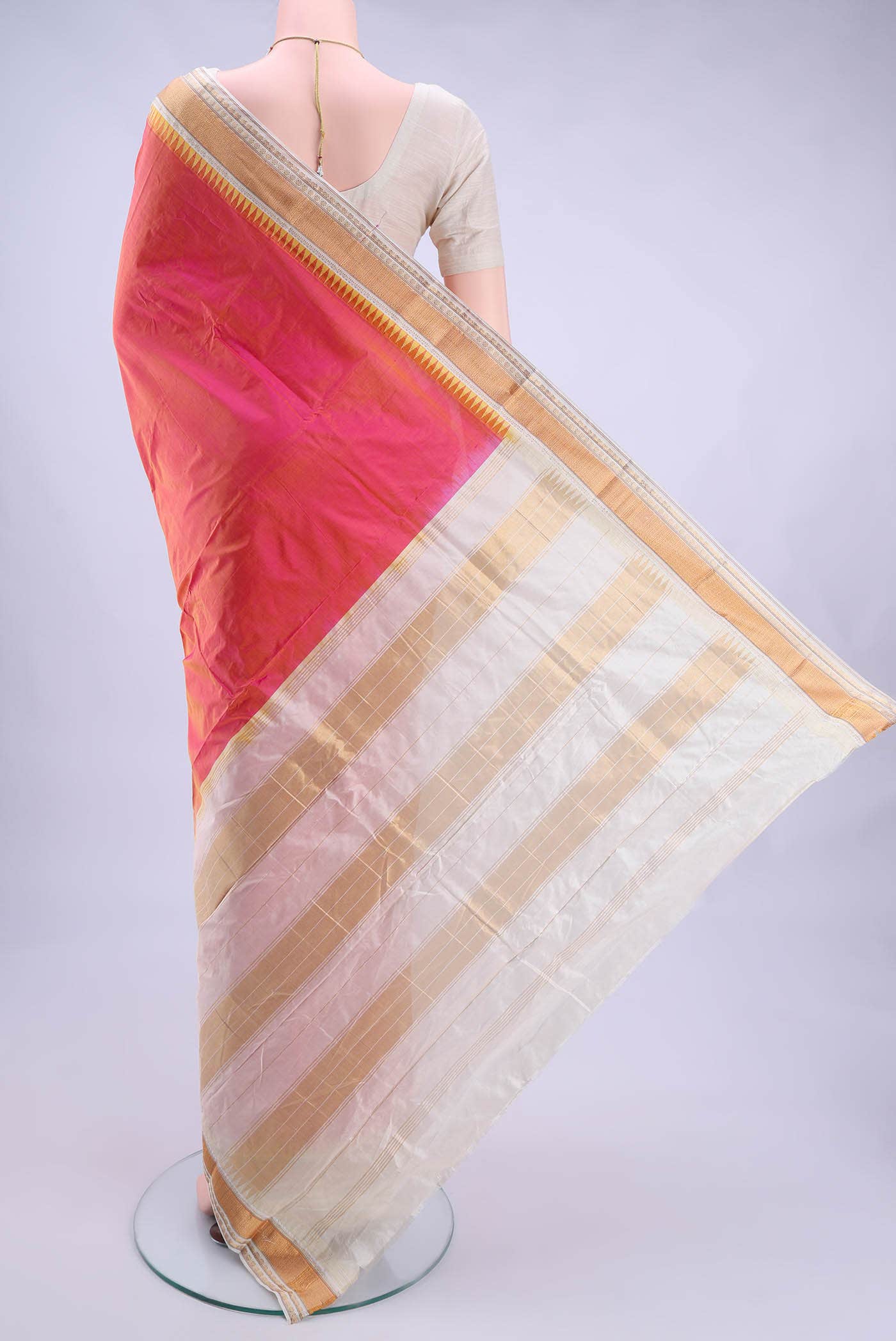 Pure Silk Pure Zari Pinkish Yellow Bangalore - kadyal Saree
